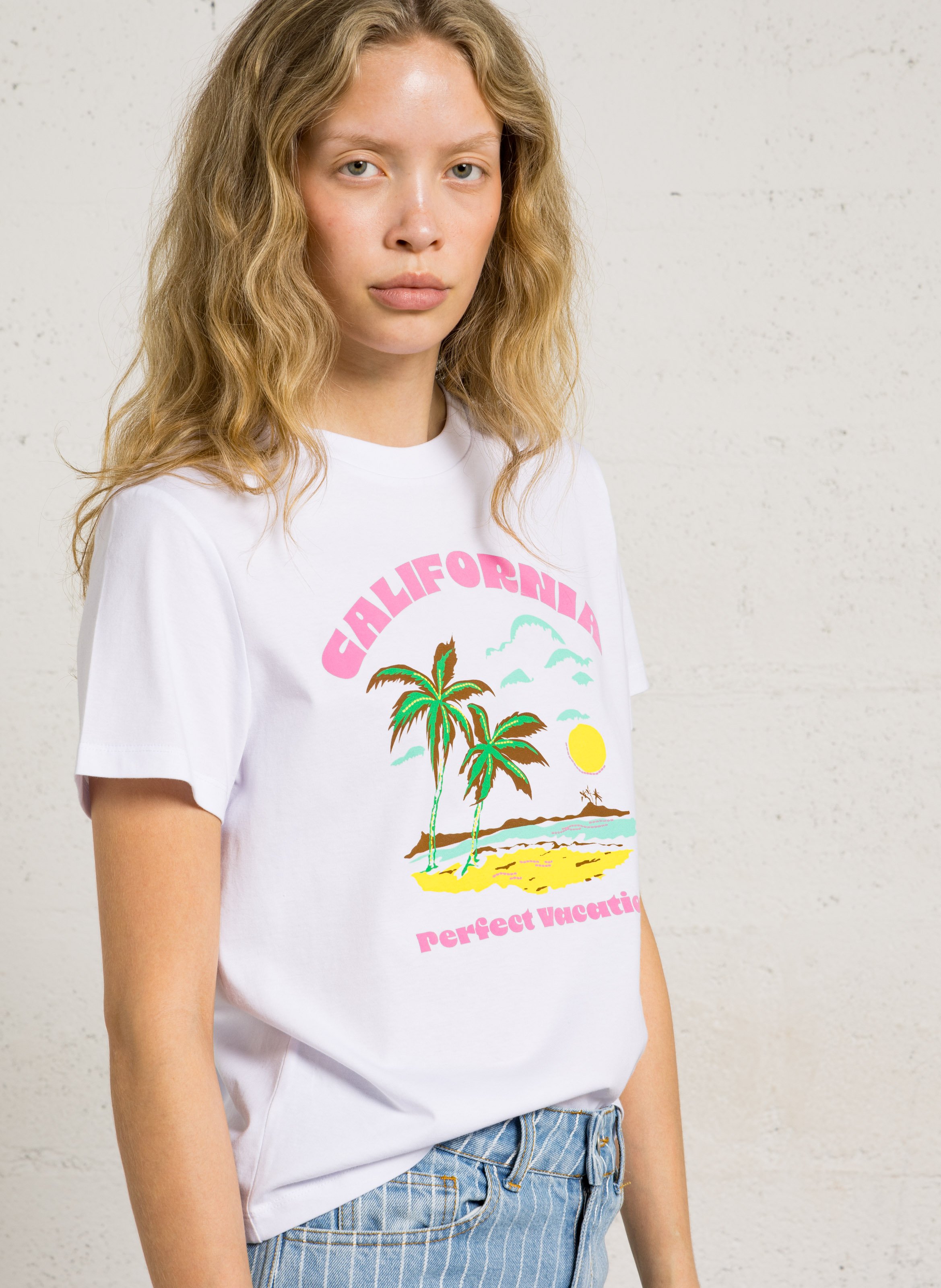 Tee-shirt droit col rond sérigraphié BANANA MOON Blanc