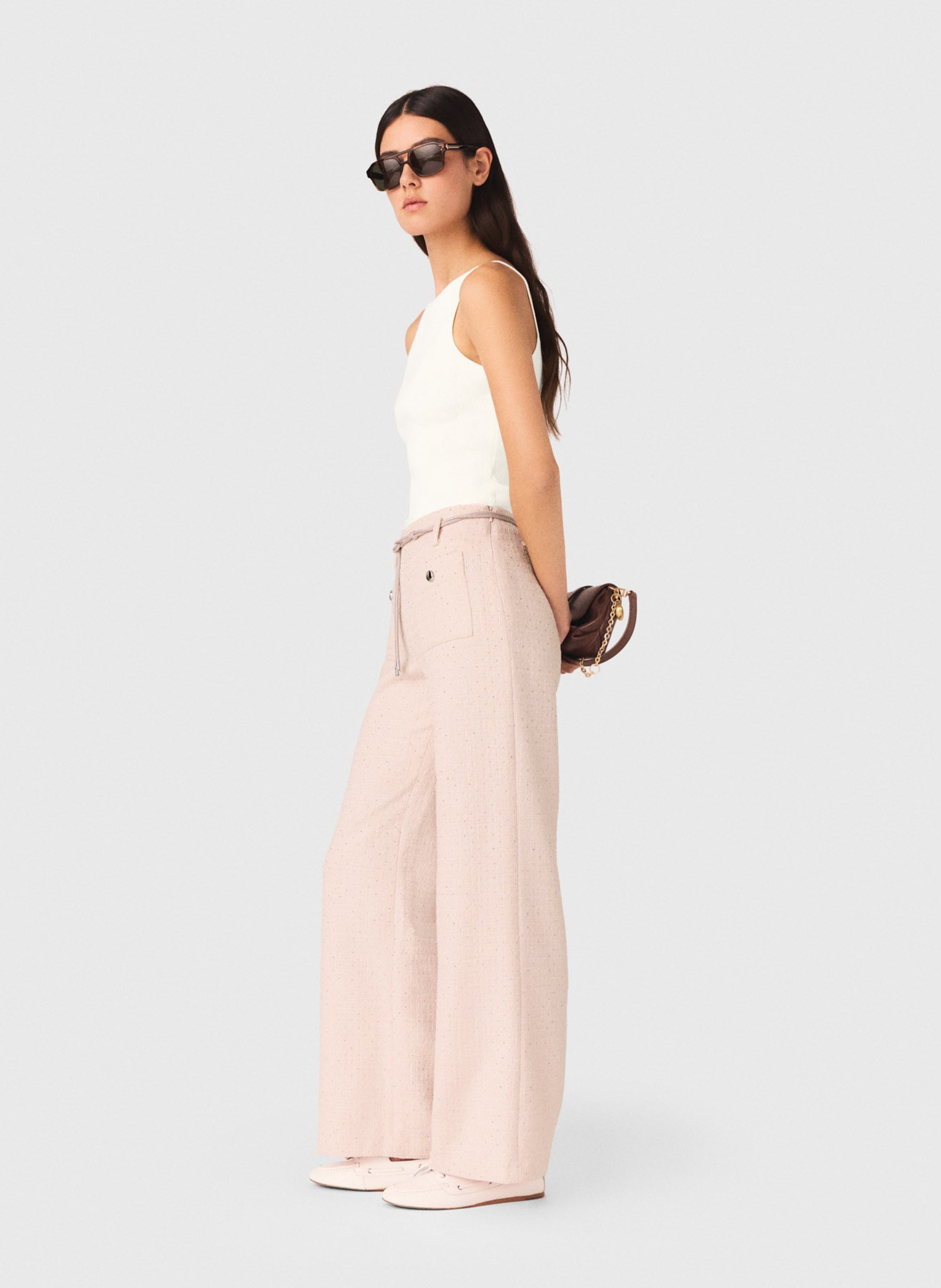 Flared sequin pants MAJE Pink