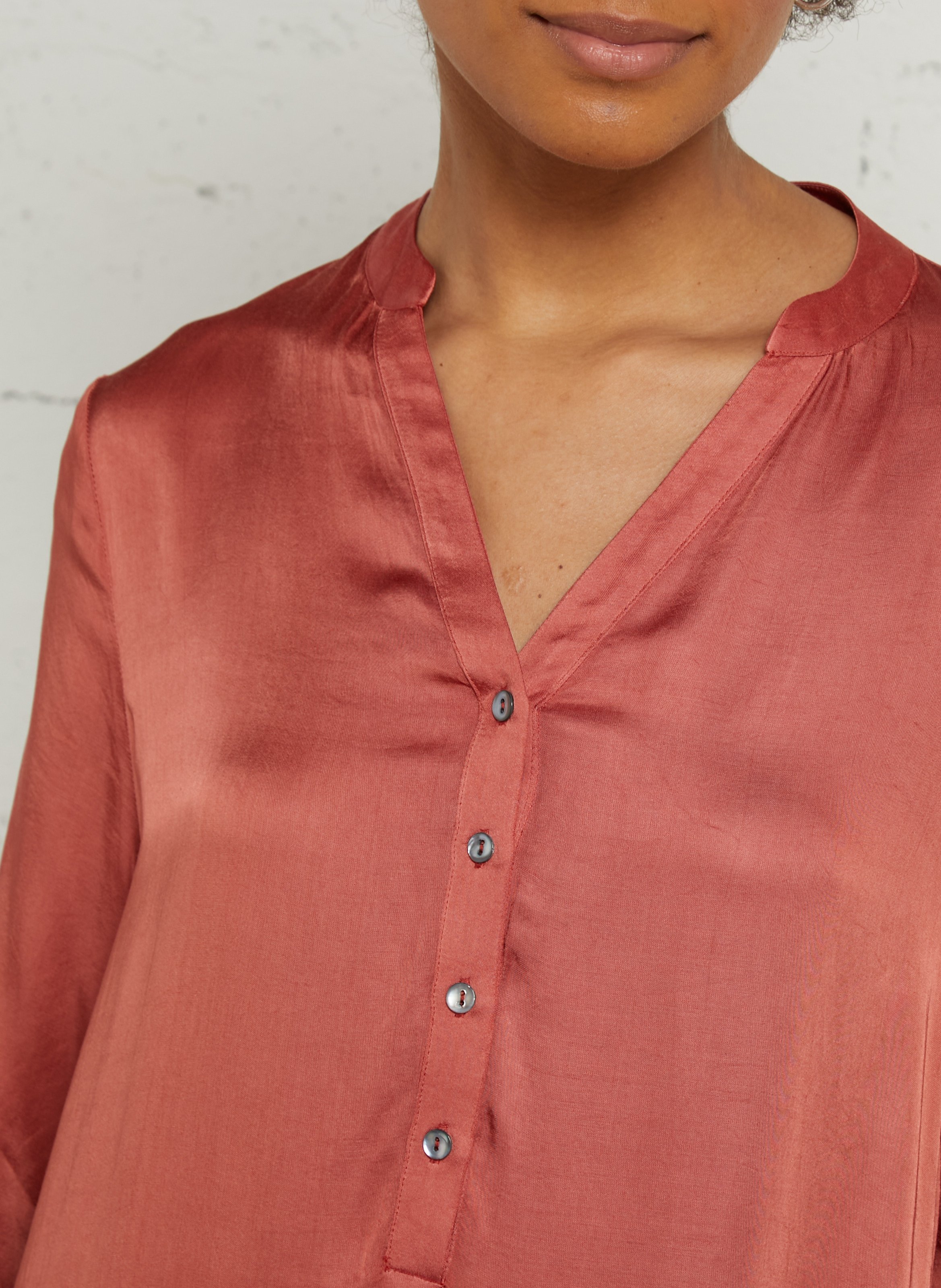 Robe longue col V imprimé Tie&Dye satinée BELLA JONES Orange