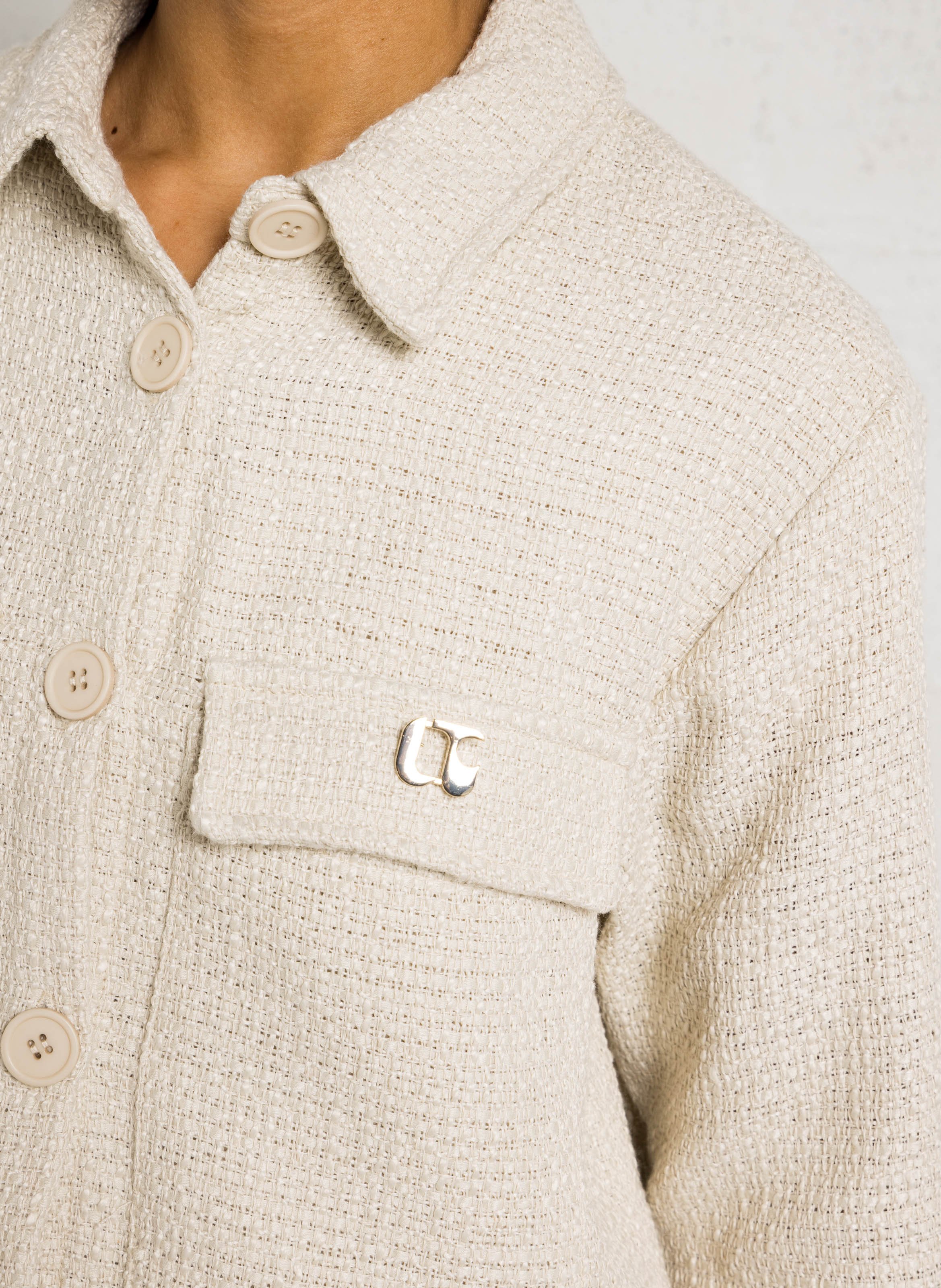 Kort, recht jasje met klassieke kraag LE TEMPS DES CERISES Beige