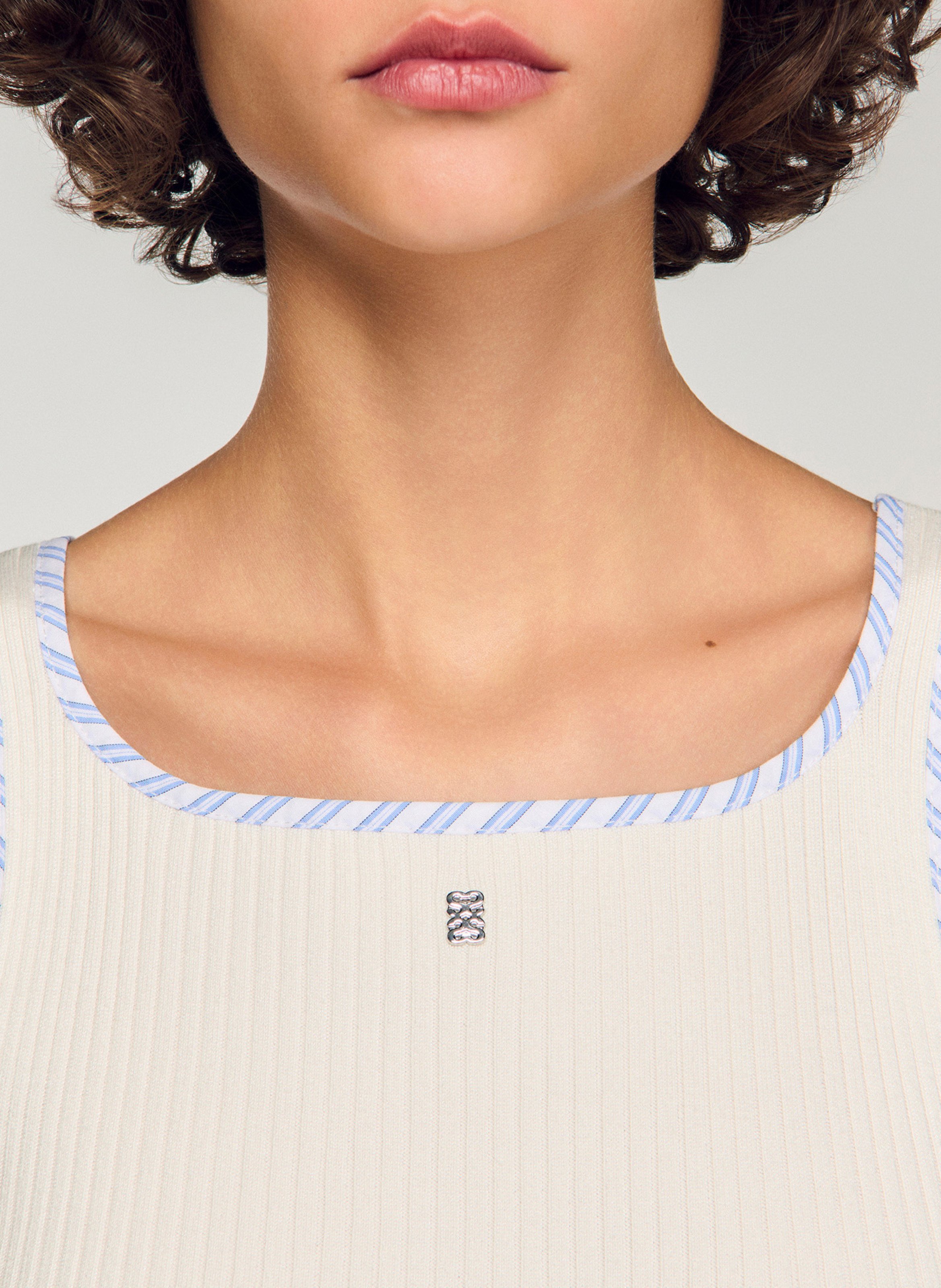 Singlet van tricot met vierkante hals SANDRO Beige