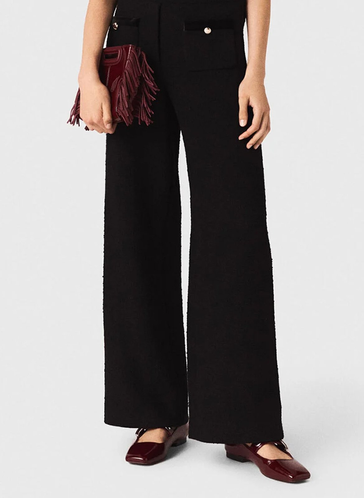 Straight-cut tweed pants MAJE Black