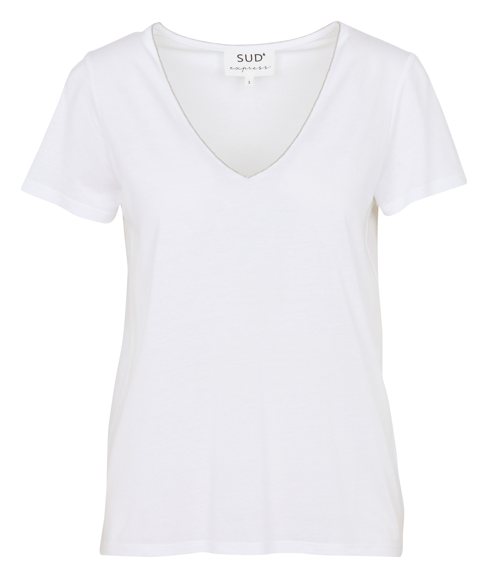 Tee-shirt col V en coton mélangé SUD EXPRESS