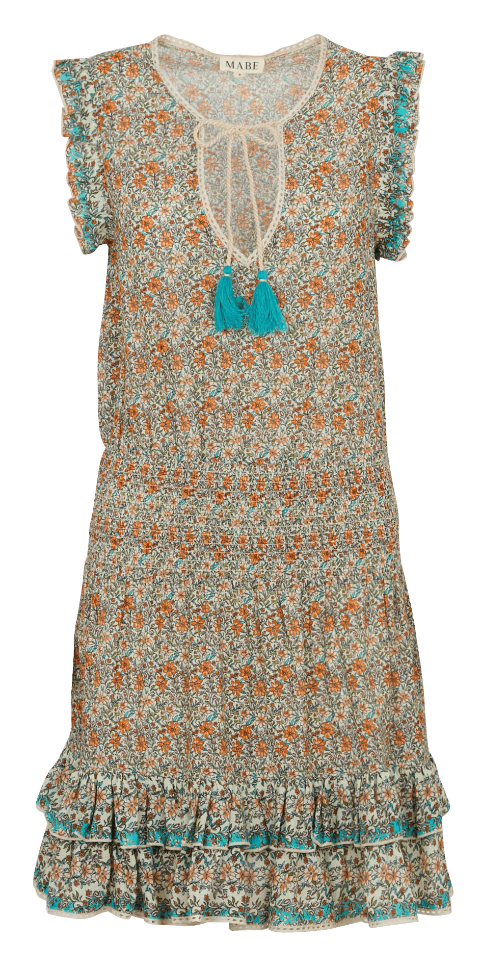 Rechte katoenen top met V-hals en print M.A.B.E Veelkleurig