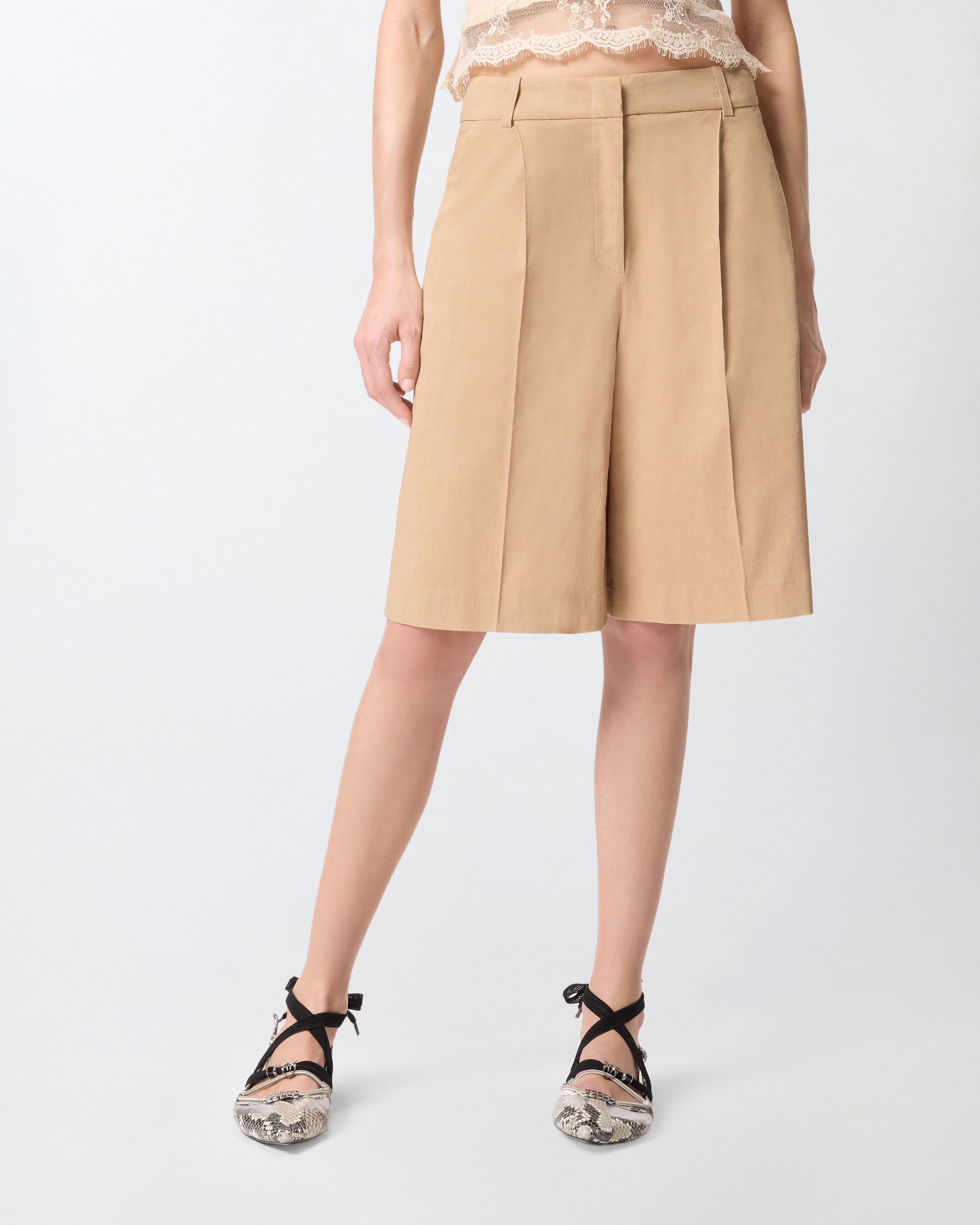 Bermuda with pronounced pleats PINKO Beige