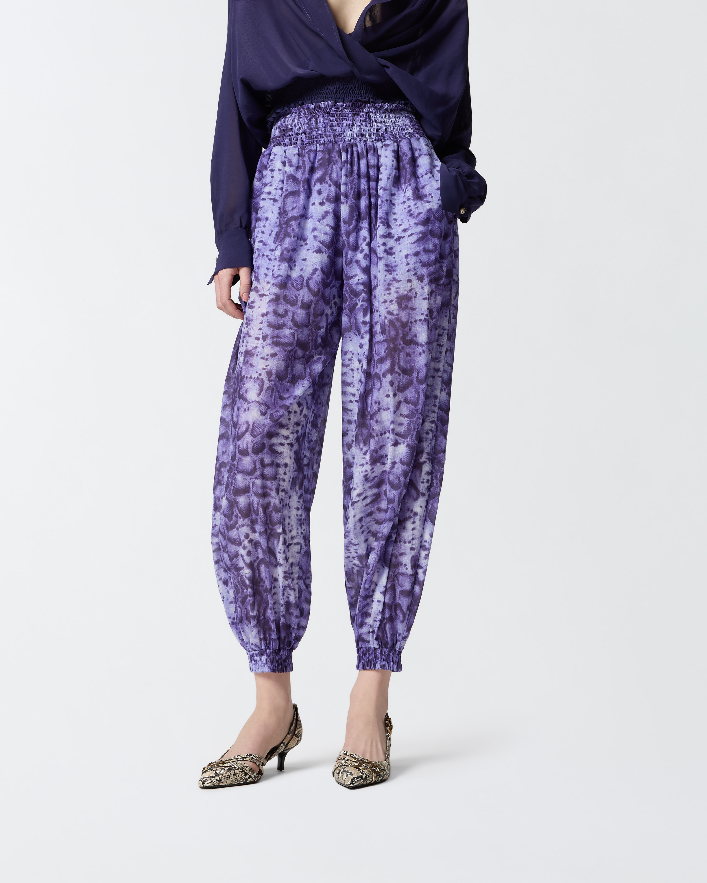 Pantalon large à imprimé serpent PINKO Violet