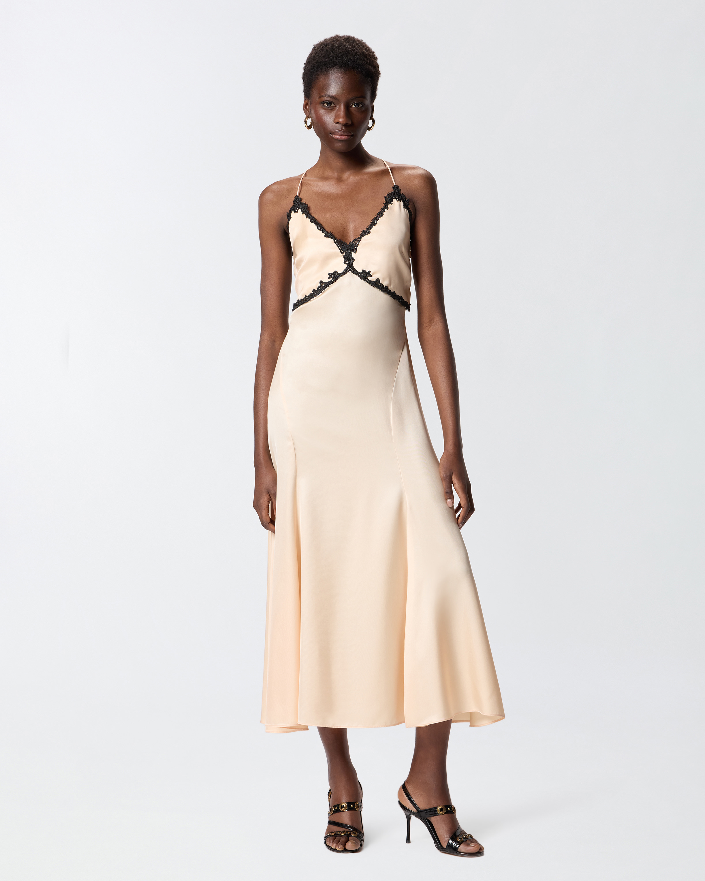 Robe longue avec insertions en dentelle PINKO Noir