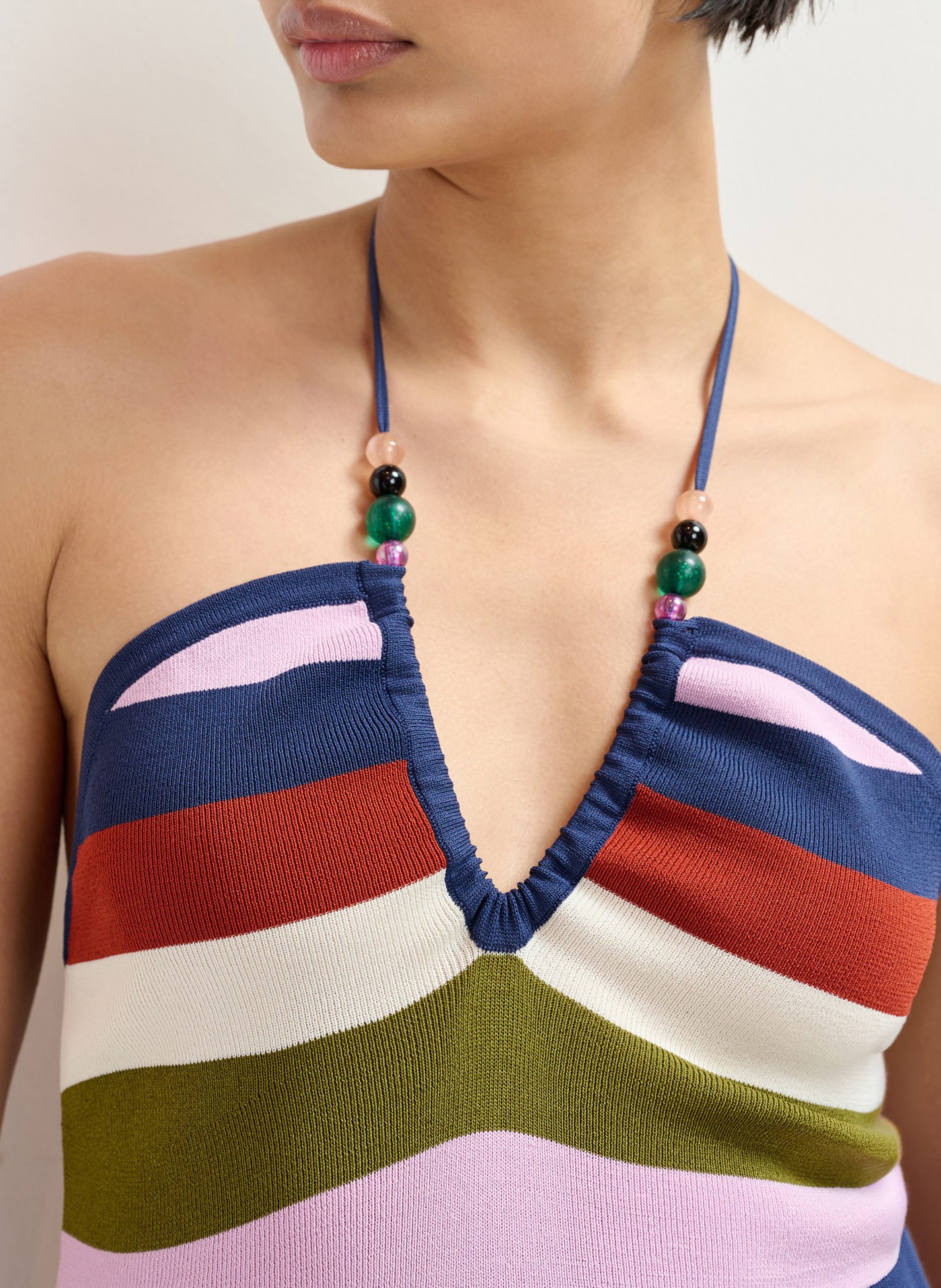 Ärmelloses gestreiftes Oberteil mit offenem Rücken ESSENTIEL ANTWERP Mehrfarbig