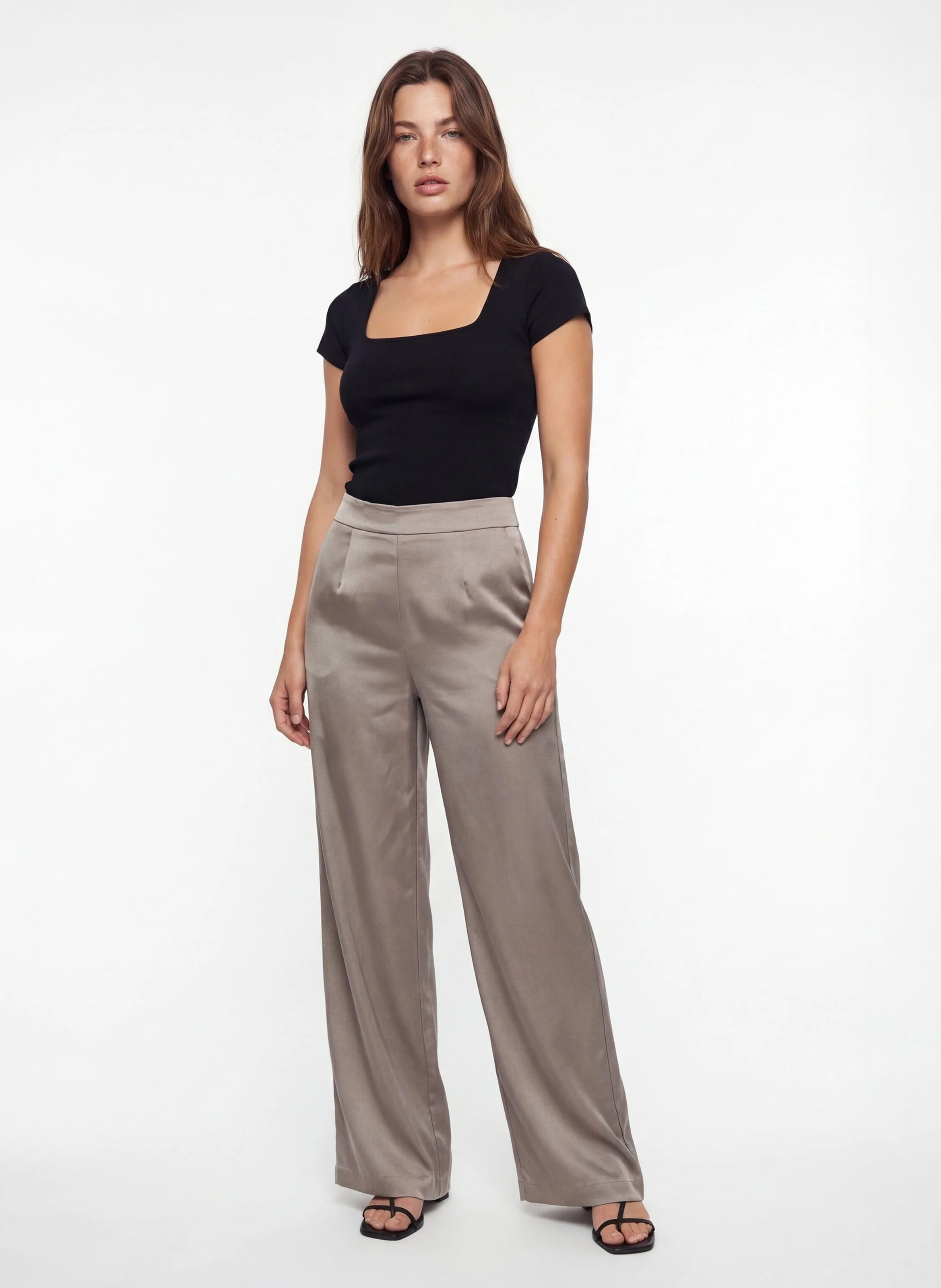 Wide-leg satin effect pants KOOKAI Grey