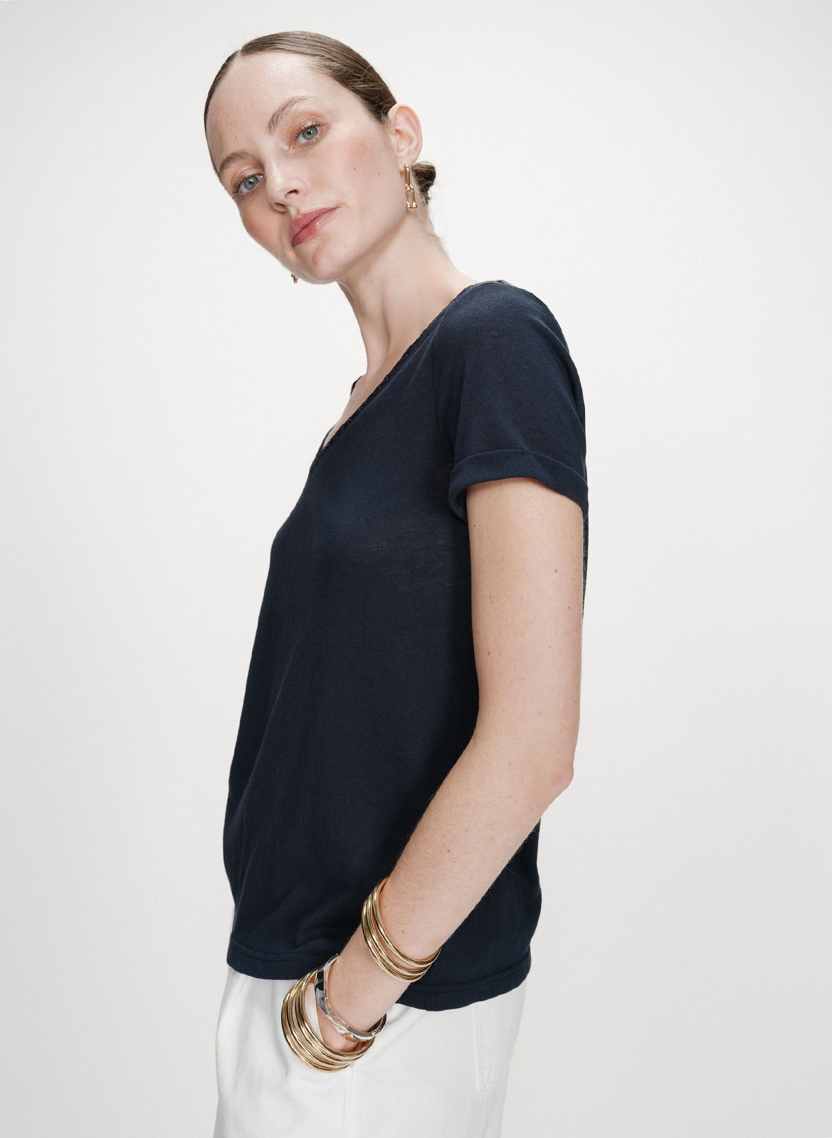 Basic cotton-mix T-shirt Blue