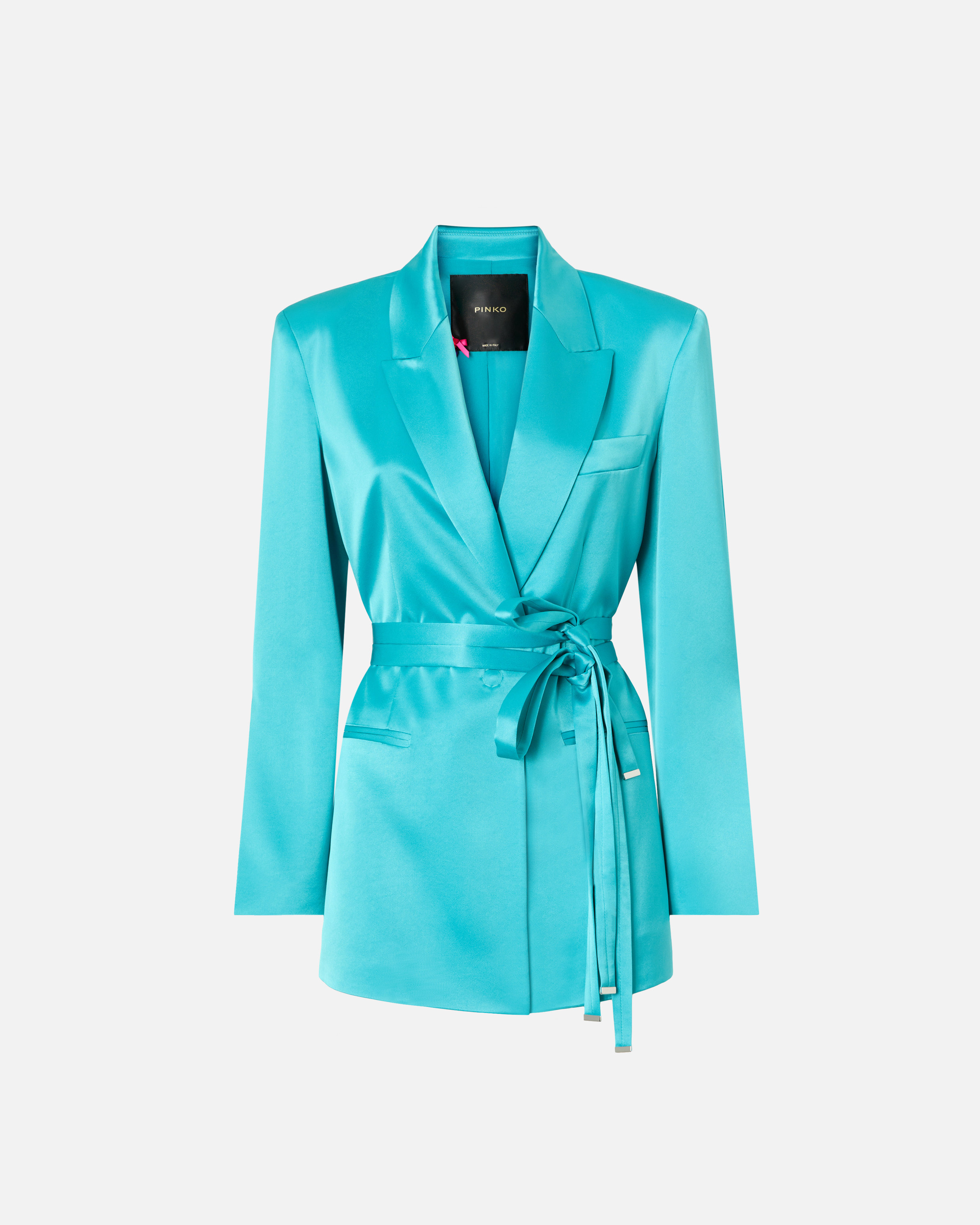 Veste ceinturée en satin PINKO Vert