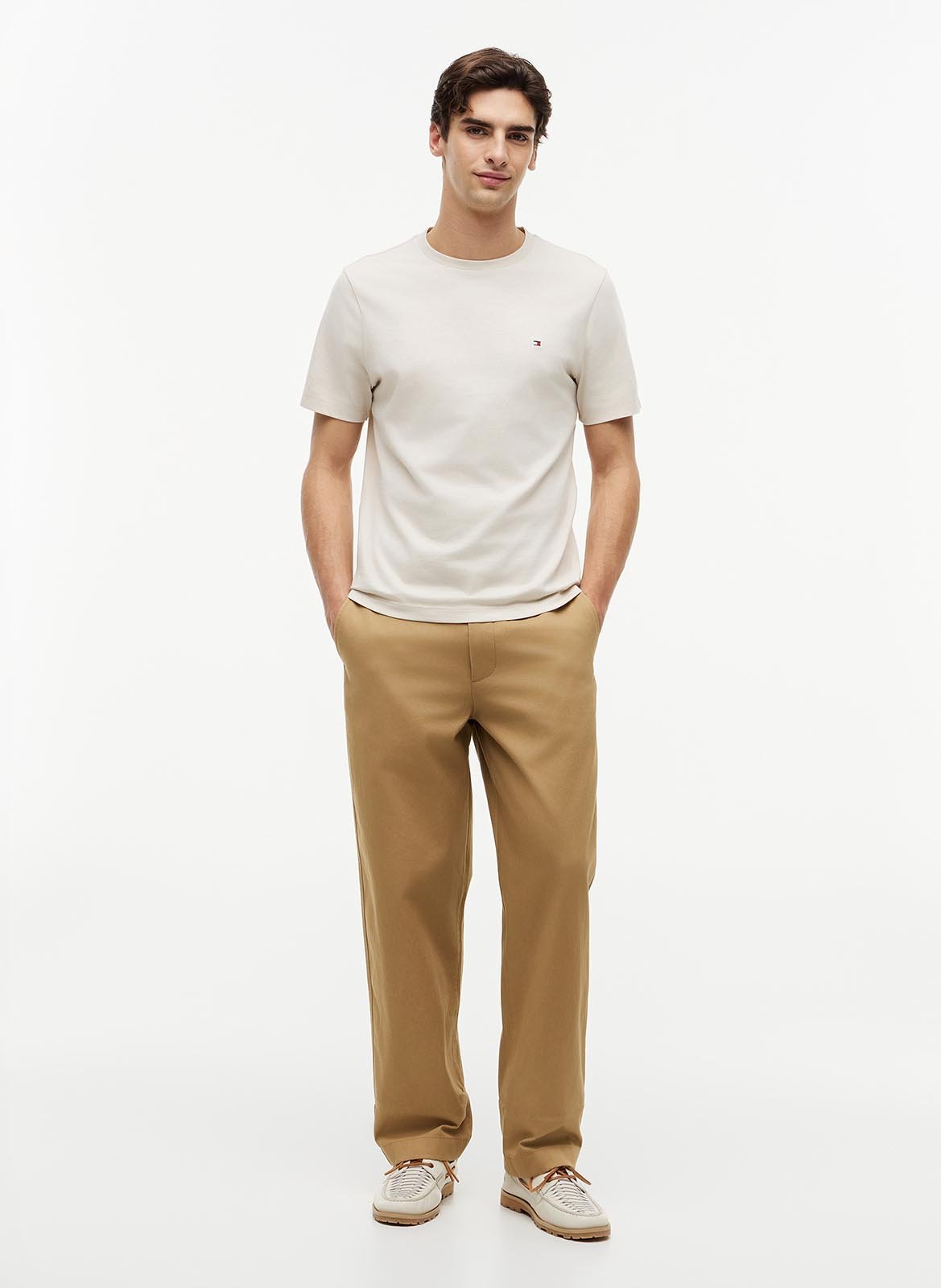 Round-neck cotton T-shirt TOMMY HILFIGER Beige