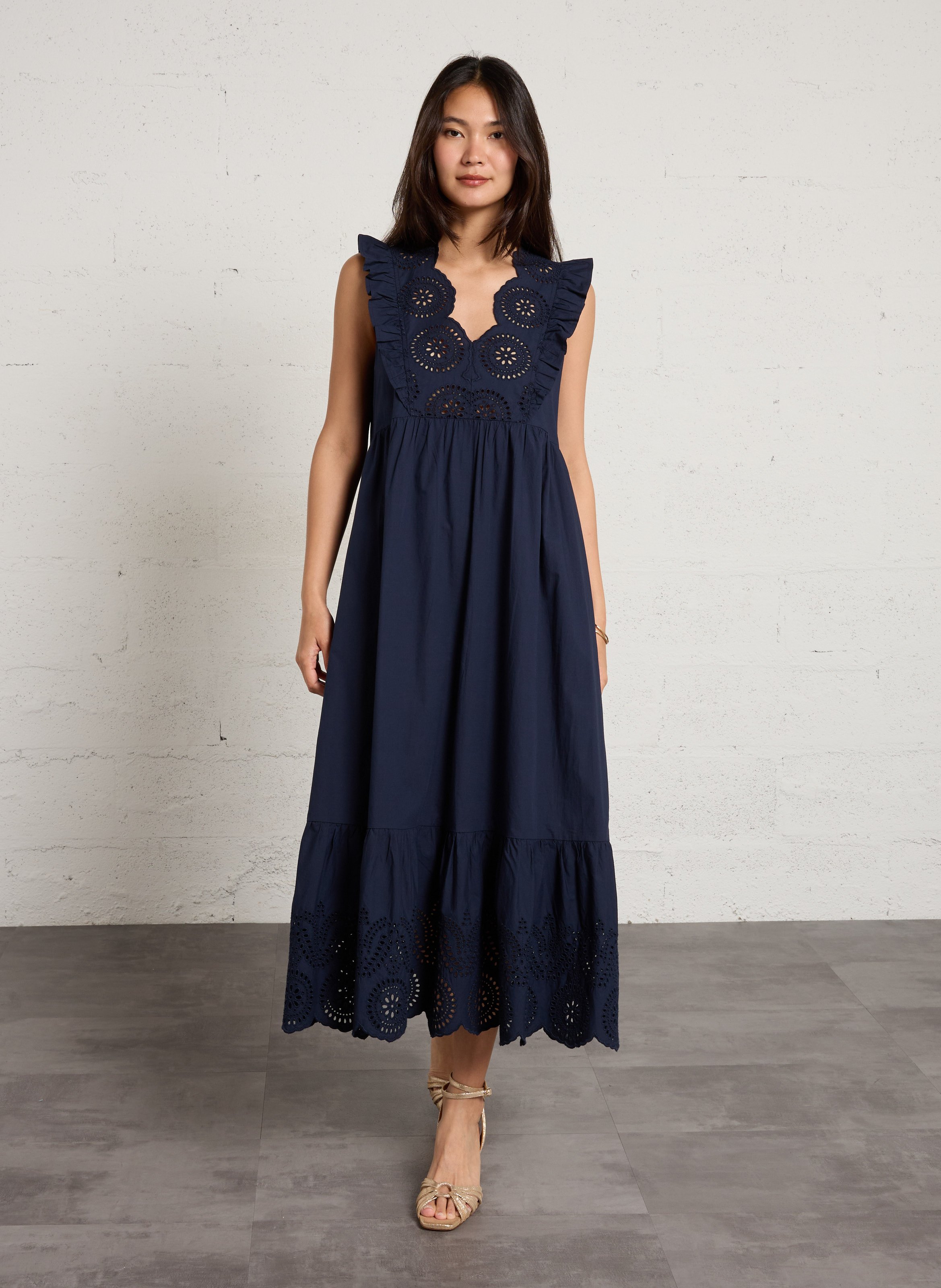 Halflange jurk van katoen SUD EXPRESS Blauw