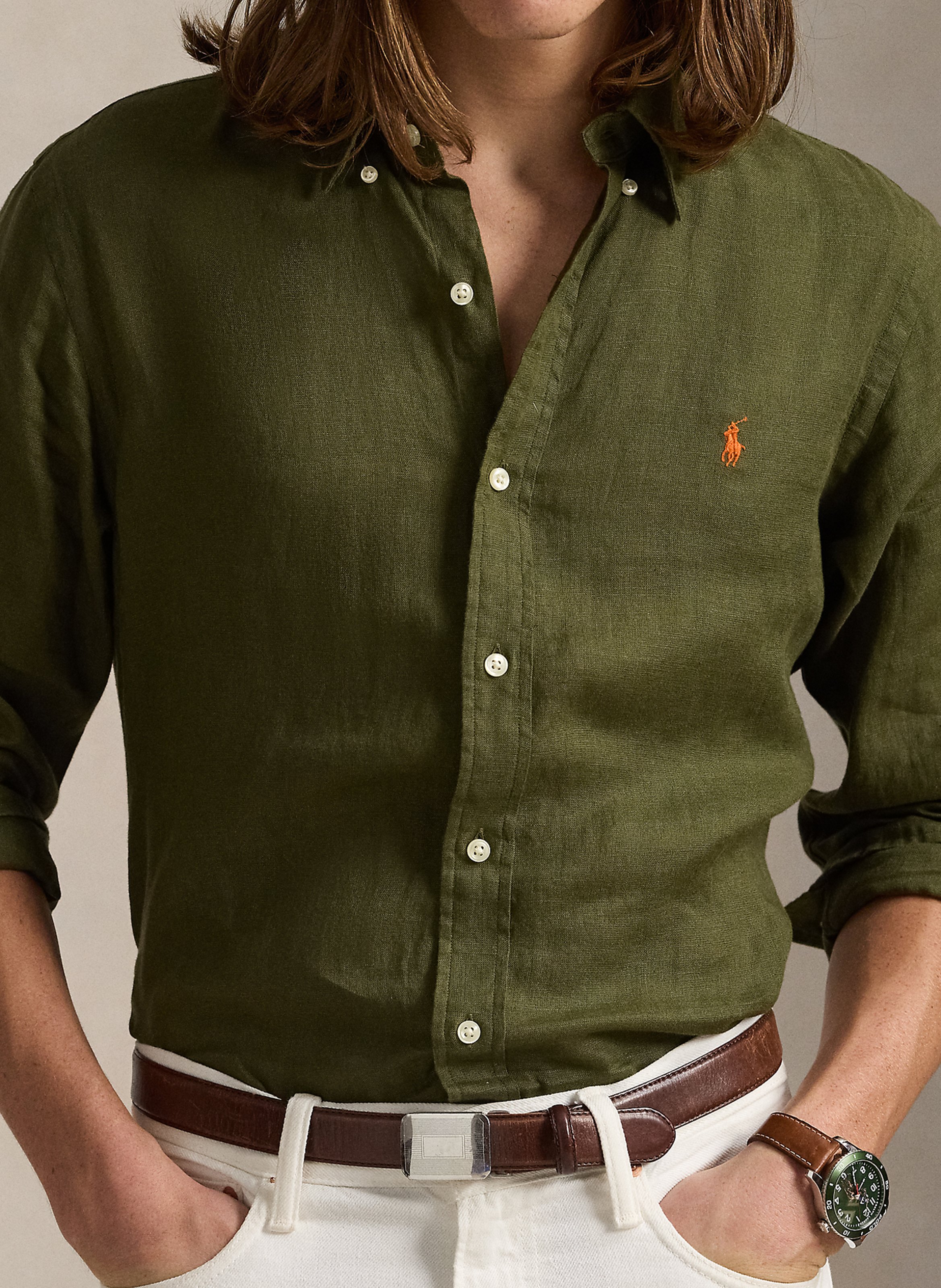Regular-Fit-Hemd - Leinen POLO RALPH LAUREN Grun