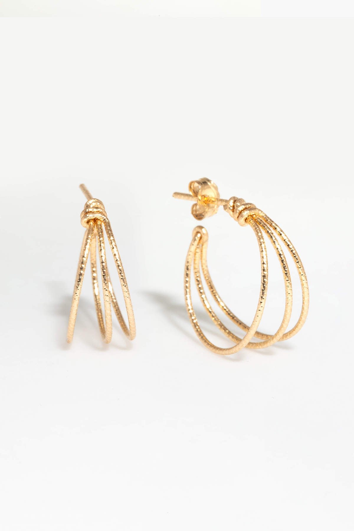 Small triple hoop earrings - sparkling YAY Golden