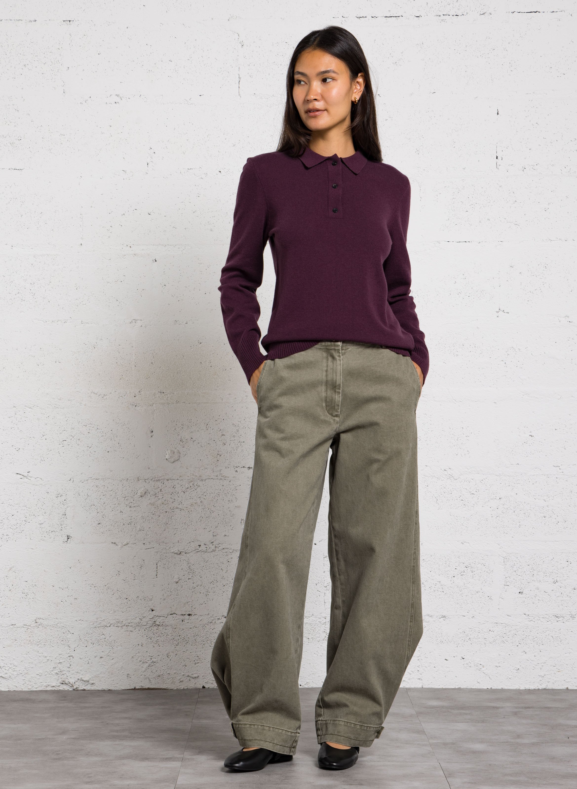 Straight wool polo sweater RUE DE TOKYO Purple