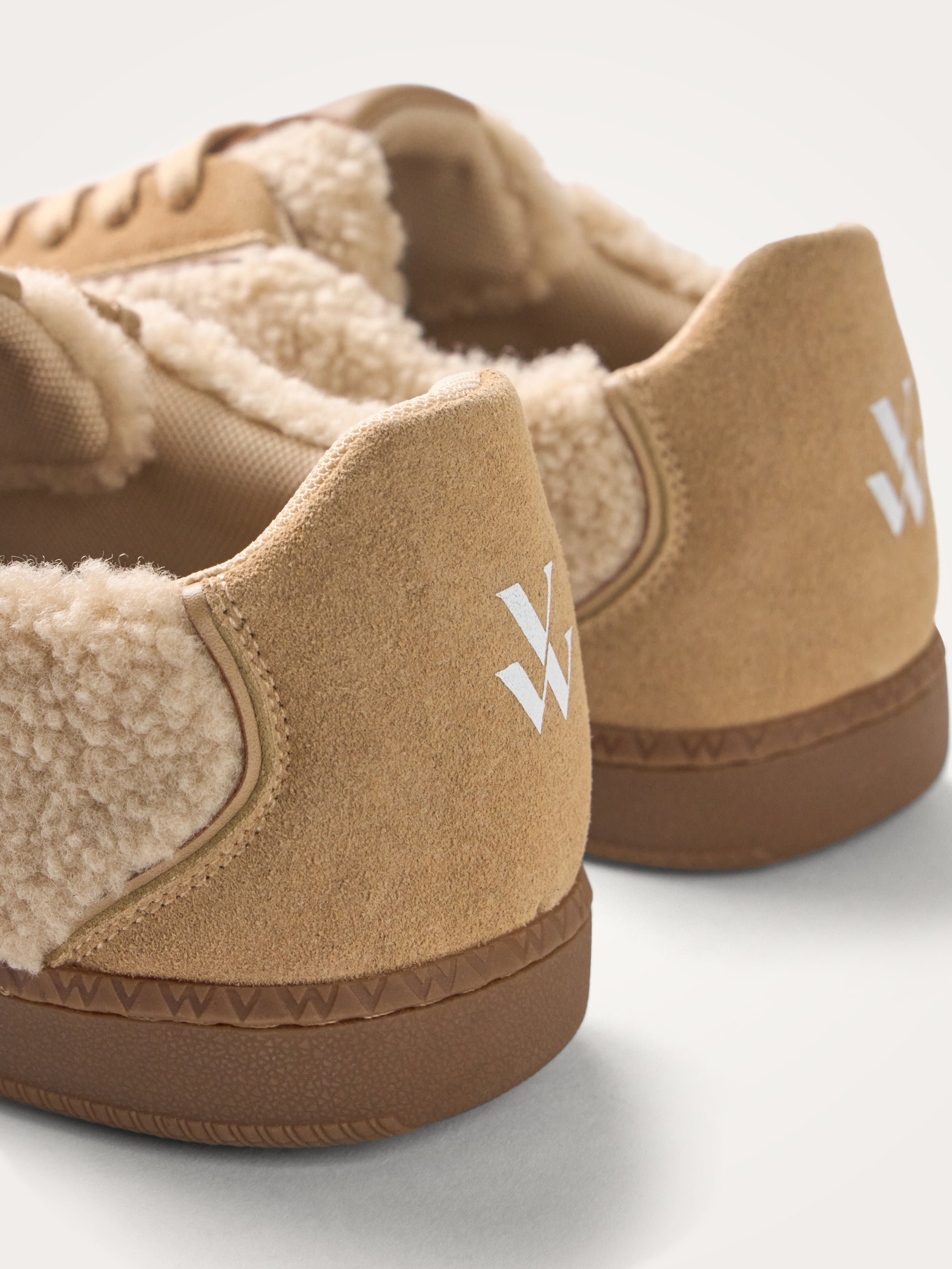 Monogram faux shearling sneakers with retro sole VANESSA WU Beige