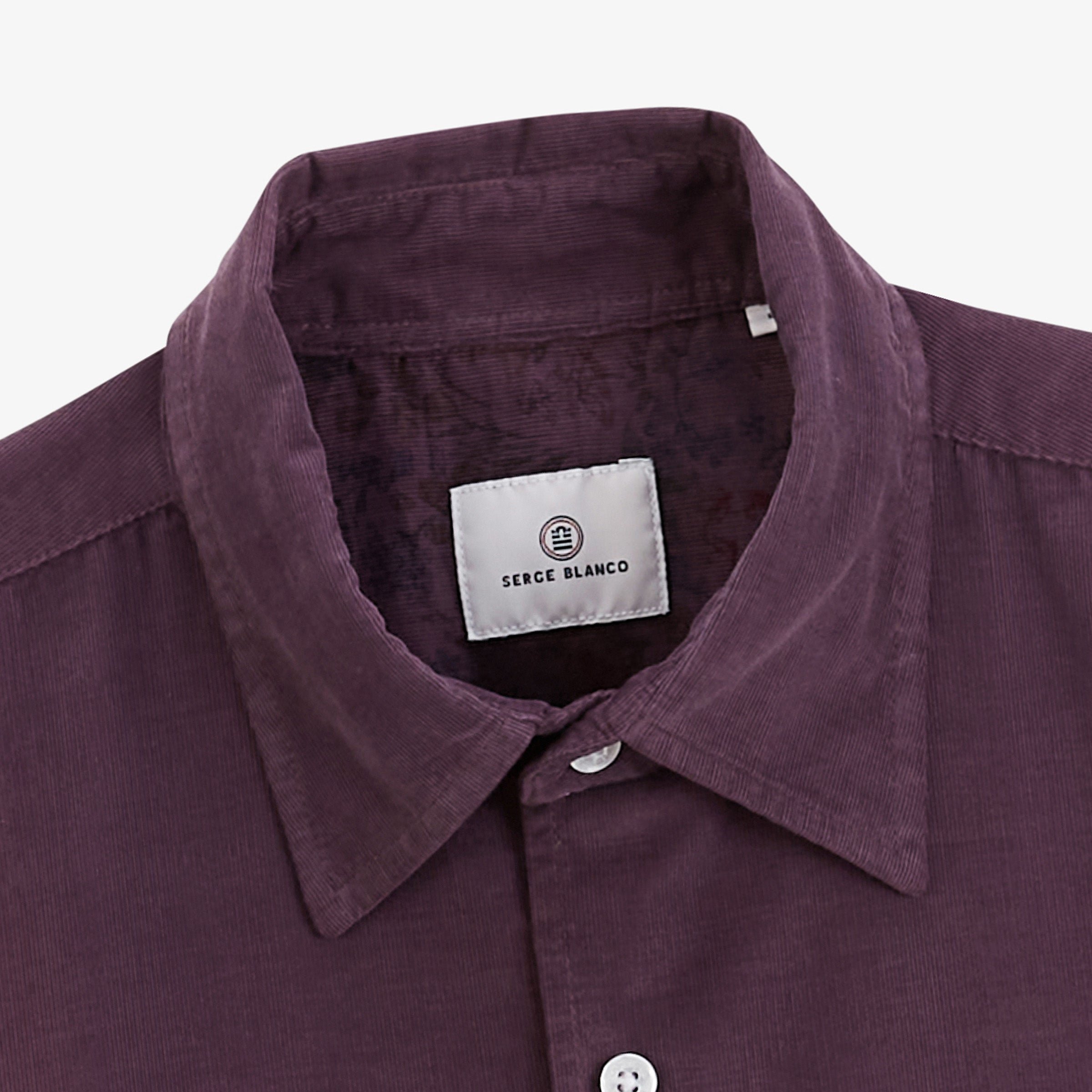 Long-sleeved corduroy velvet shirt in vine red SERGE BLANCO Purple