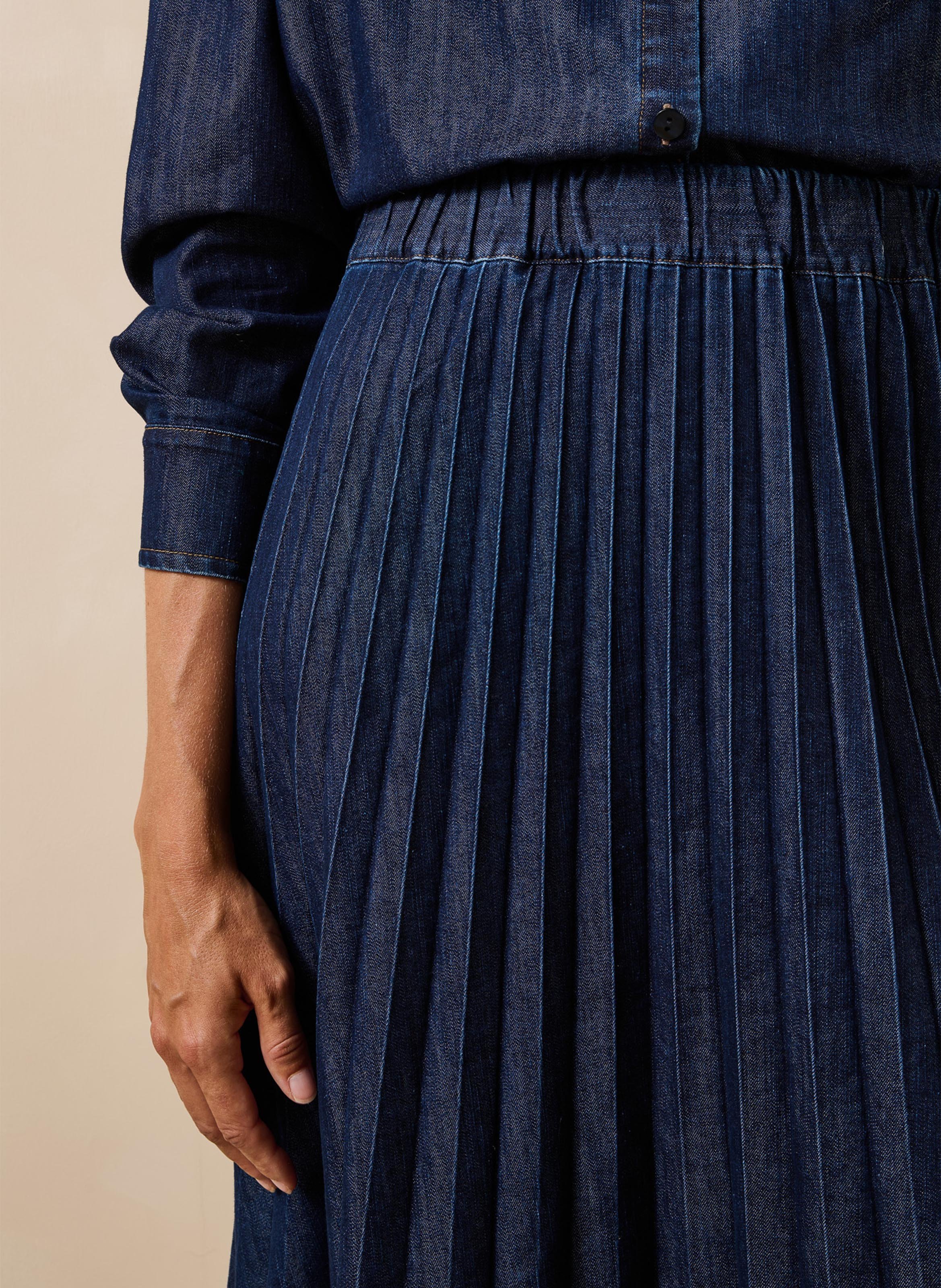 Jupe midi évasée en coton mélangé LA FEE MARABOUTEE Bleu