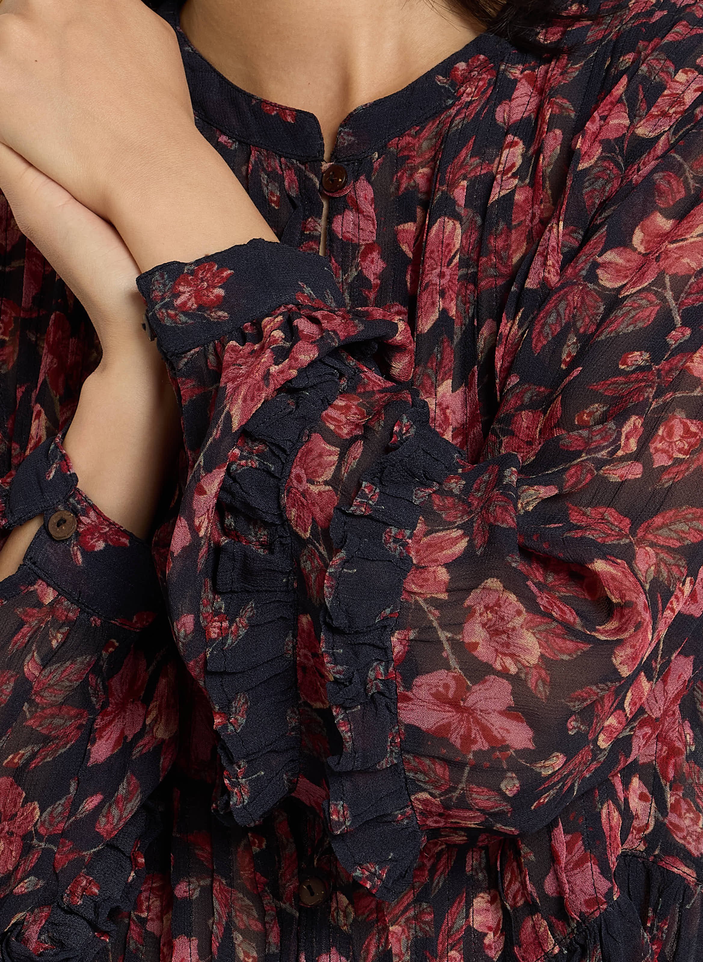 Ruimvallende blouse met bloemenprint MAISON HOTEL Roze