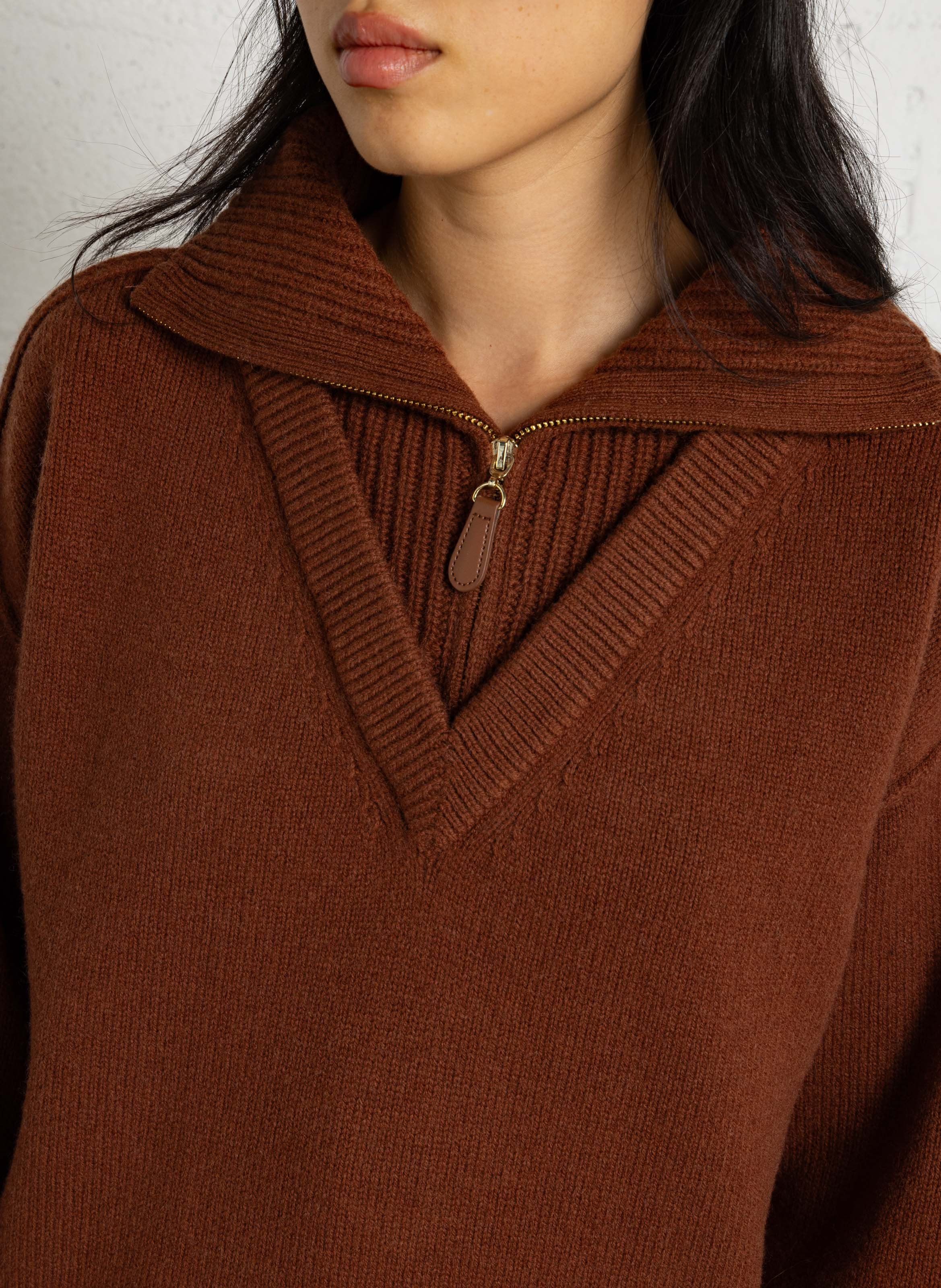 High-neck wool jacket MAISON 123 Brown