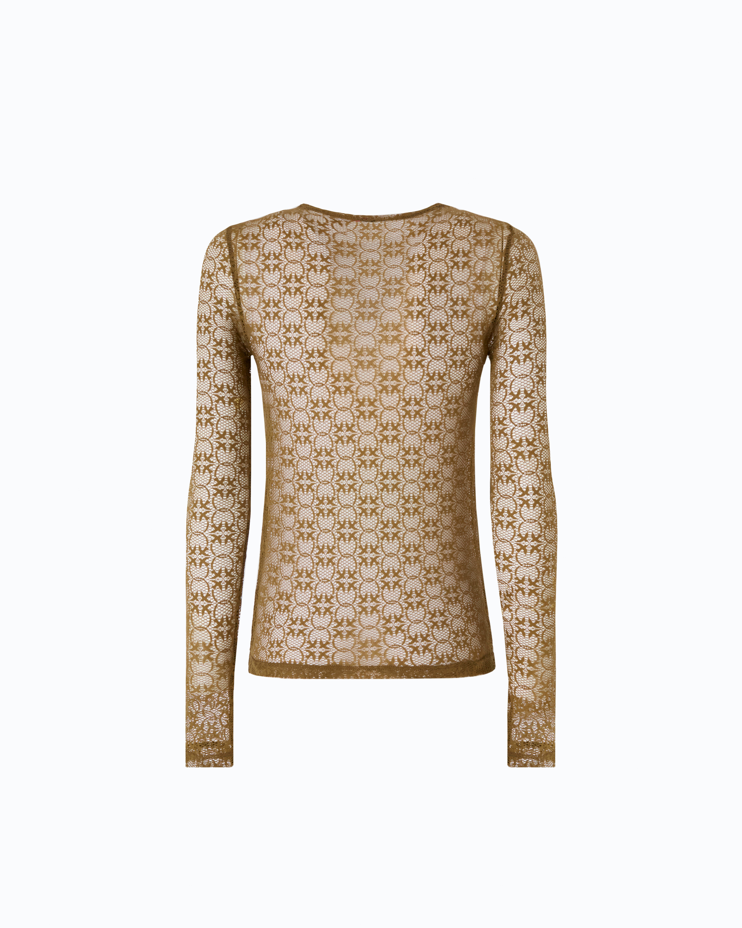 T-shirt en dentelle stretch à logo love birds PINKO Vert