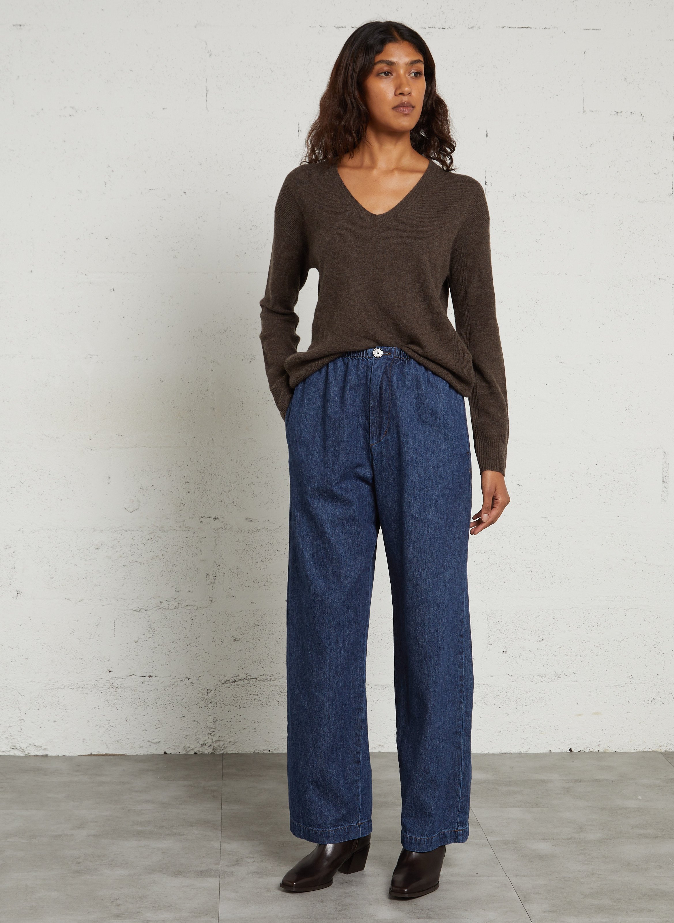 Wide-leg straight jeans in blended cotton MASSCOB Blue