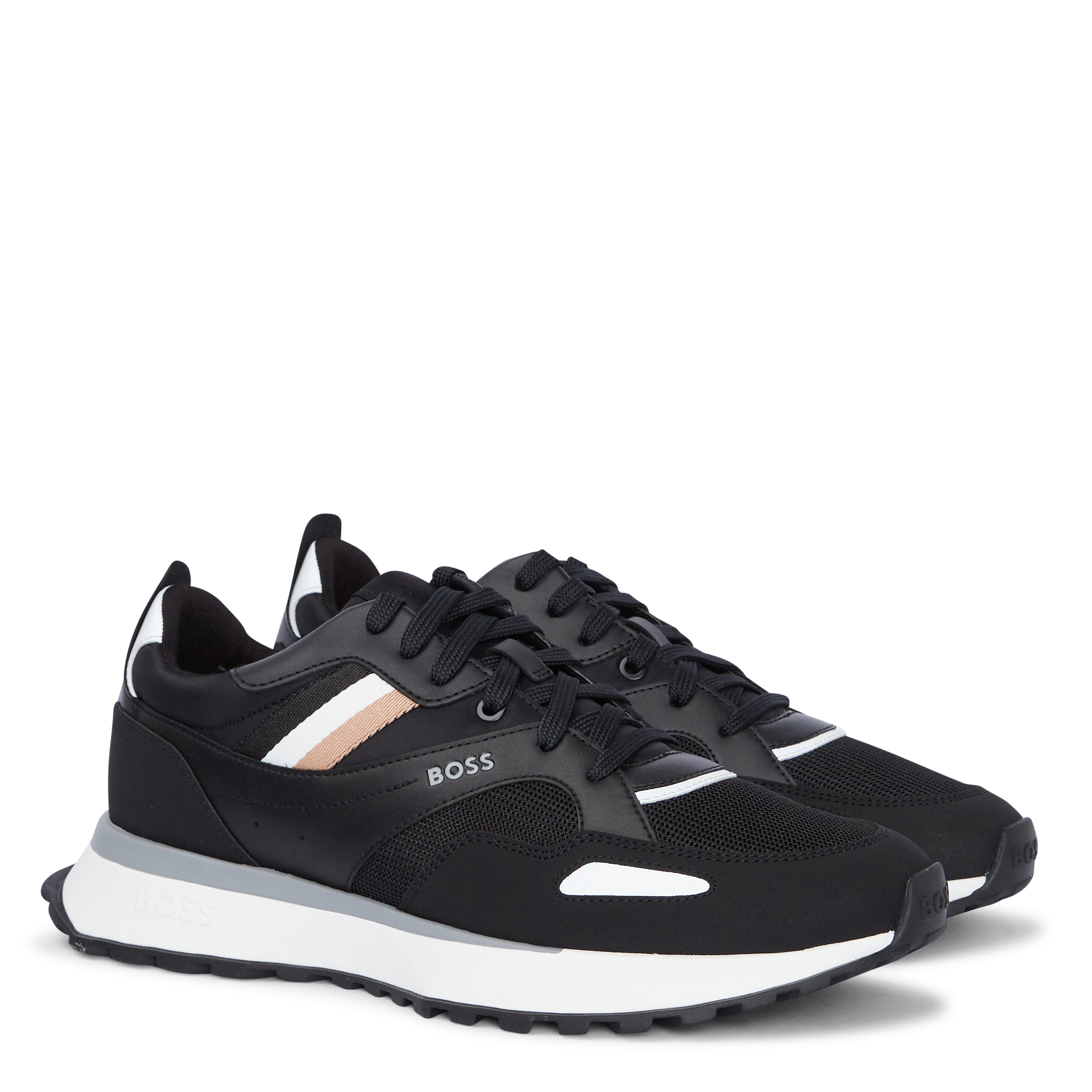 Low-top round-toe trainers BOSS Black