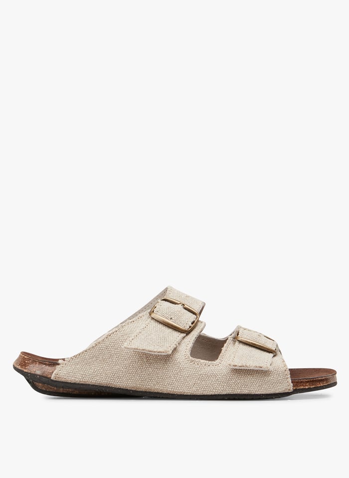 Beige Flat fabric sandals