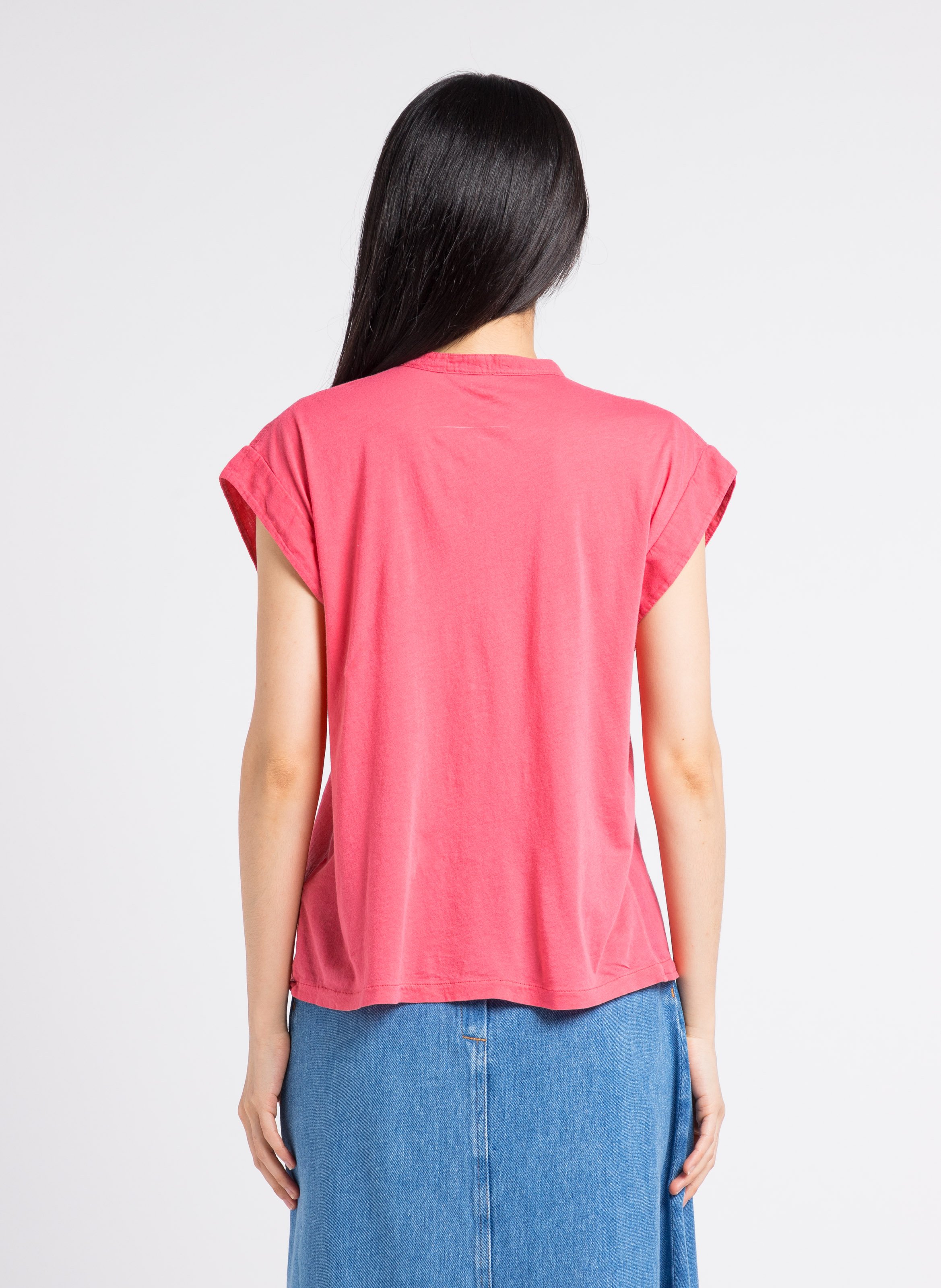 Sleeveless embroidered cotton shirt Pink