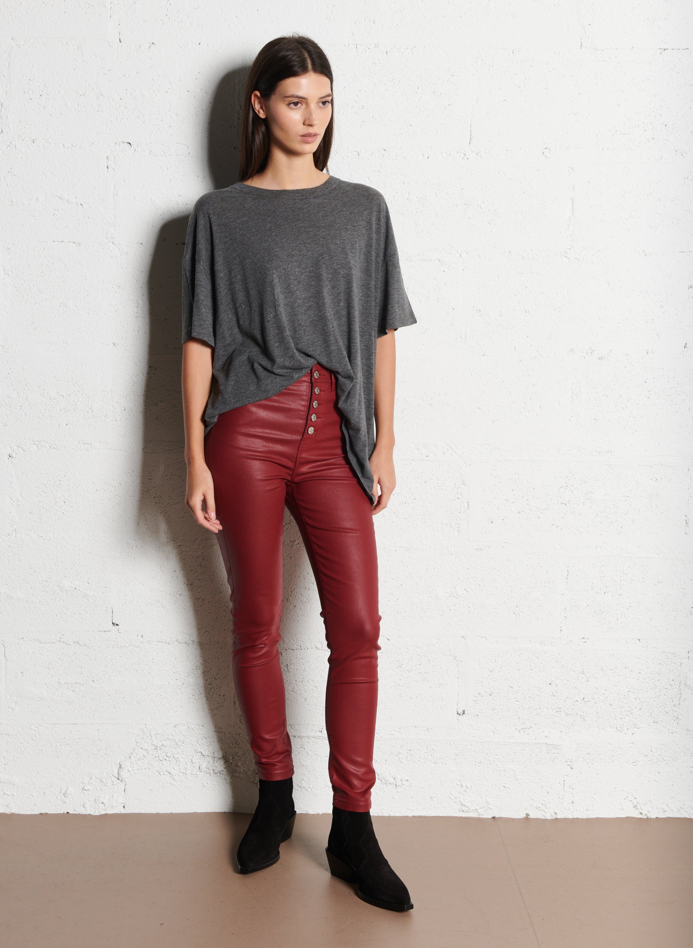 Loose-fit long-sleeved cotton and cashmere T-shirt with round neck AMERICAN VINTAGE Grey