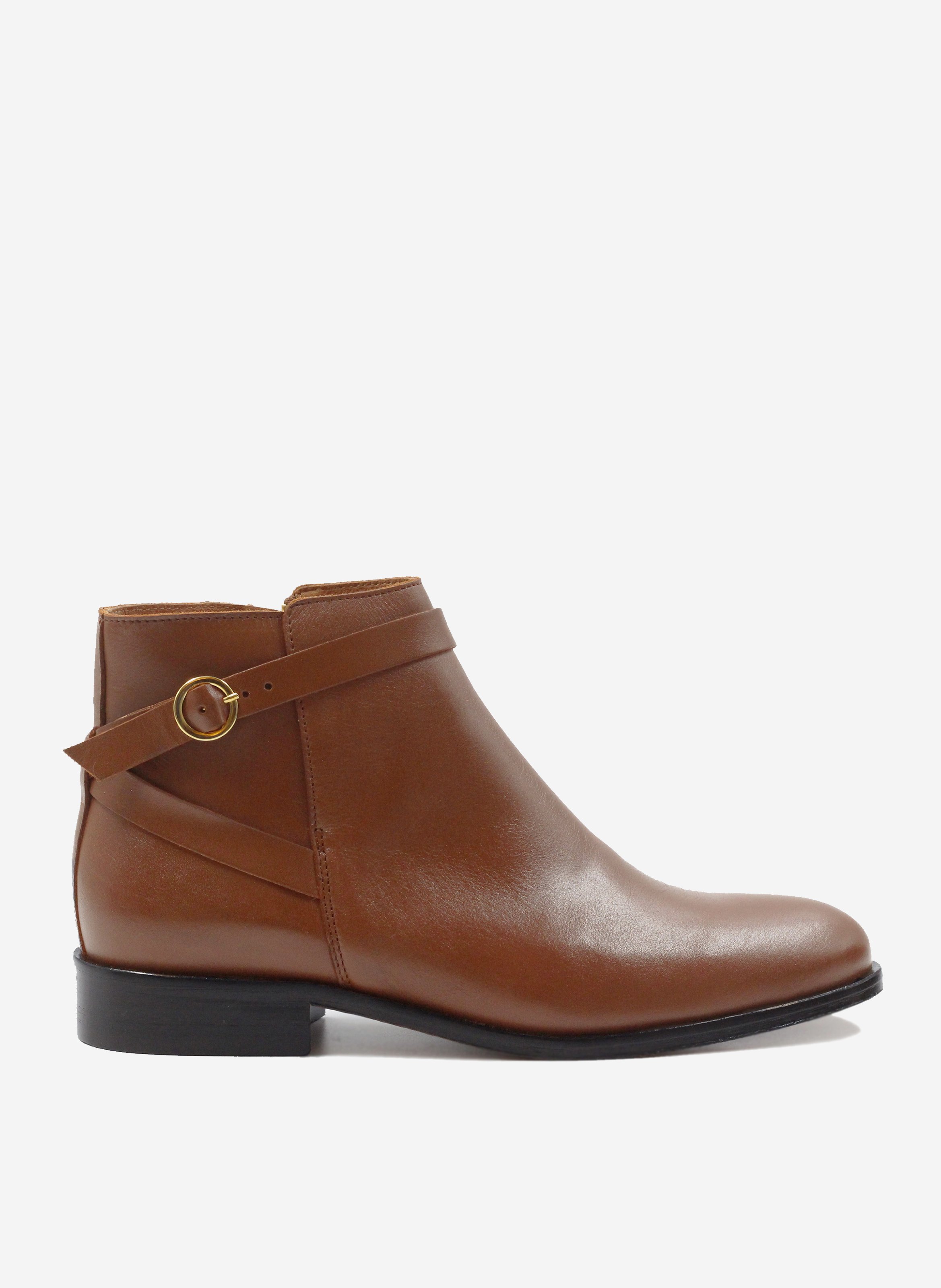 Flat leather riding Mid-calf boots JULES & JENN