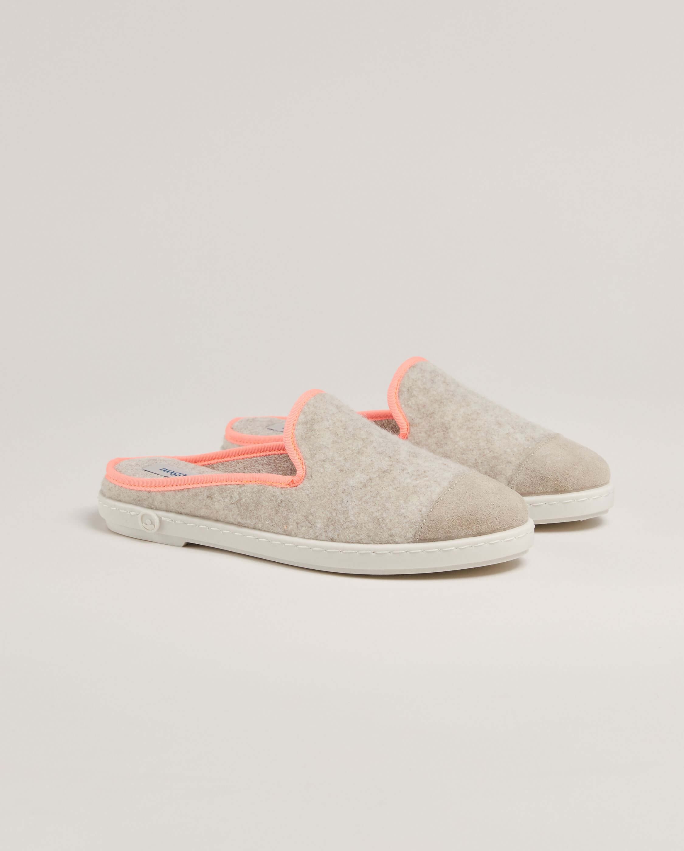 Women's wool mule, beige neon pink ANGARDE Beige