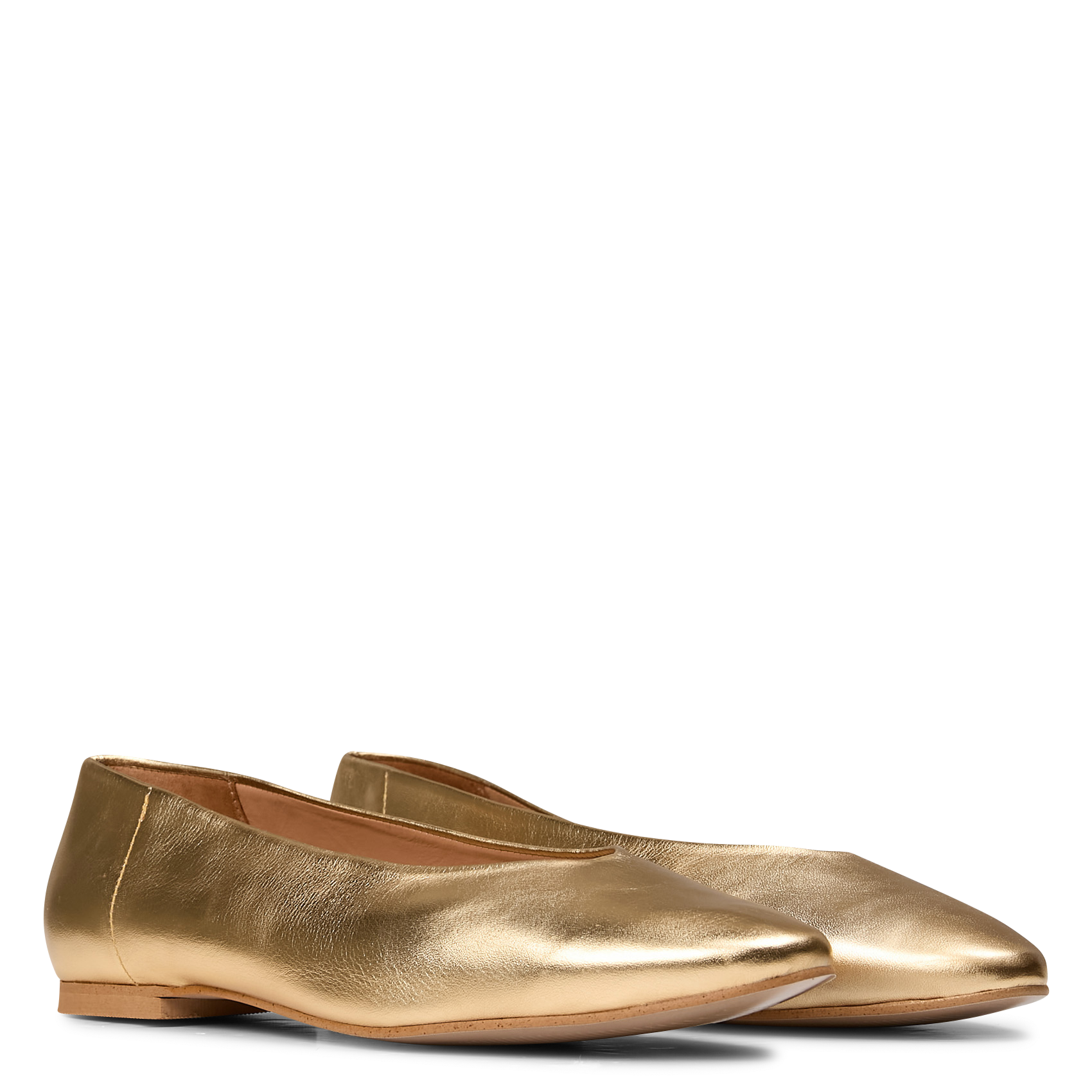 Flat leather ballet pumps MAISON 123 Golden