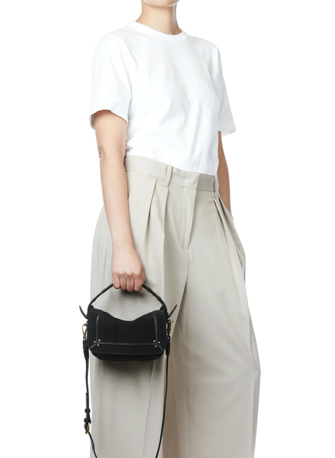 Sac bandoulière en cuir velours JEROME DREYFUSS Noir