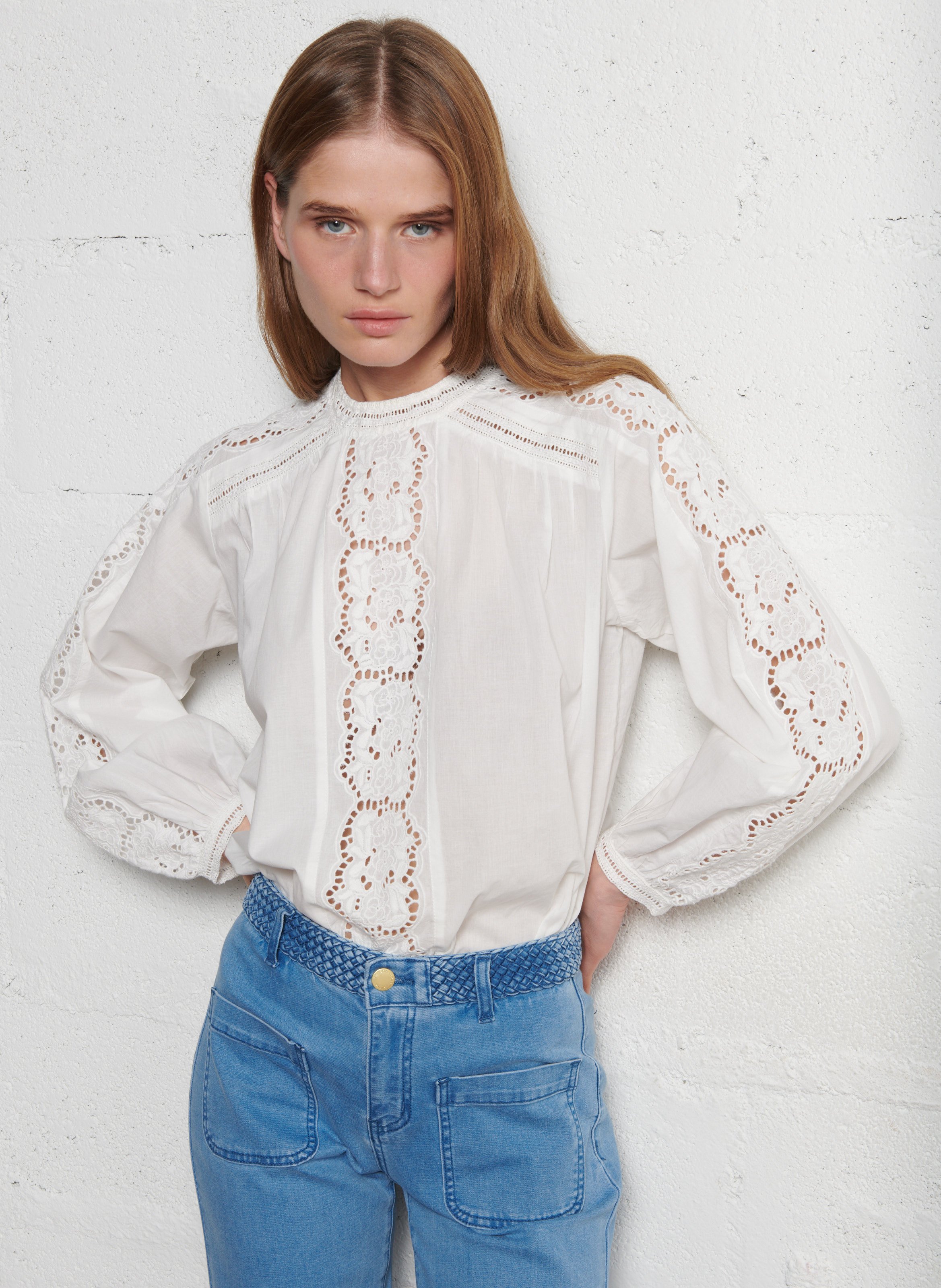 Loose-fit high-neck cotton blouse LA PETITE ETOILE Beige