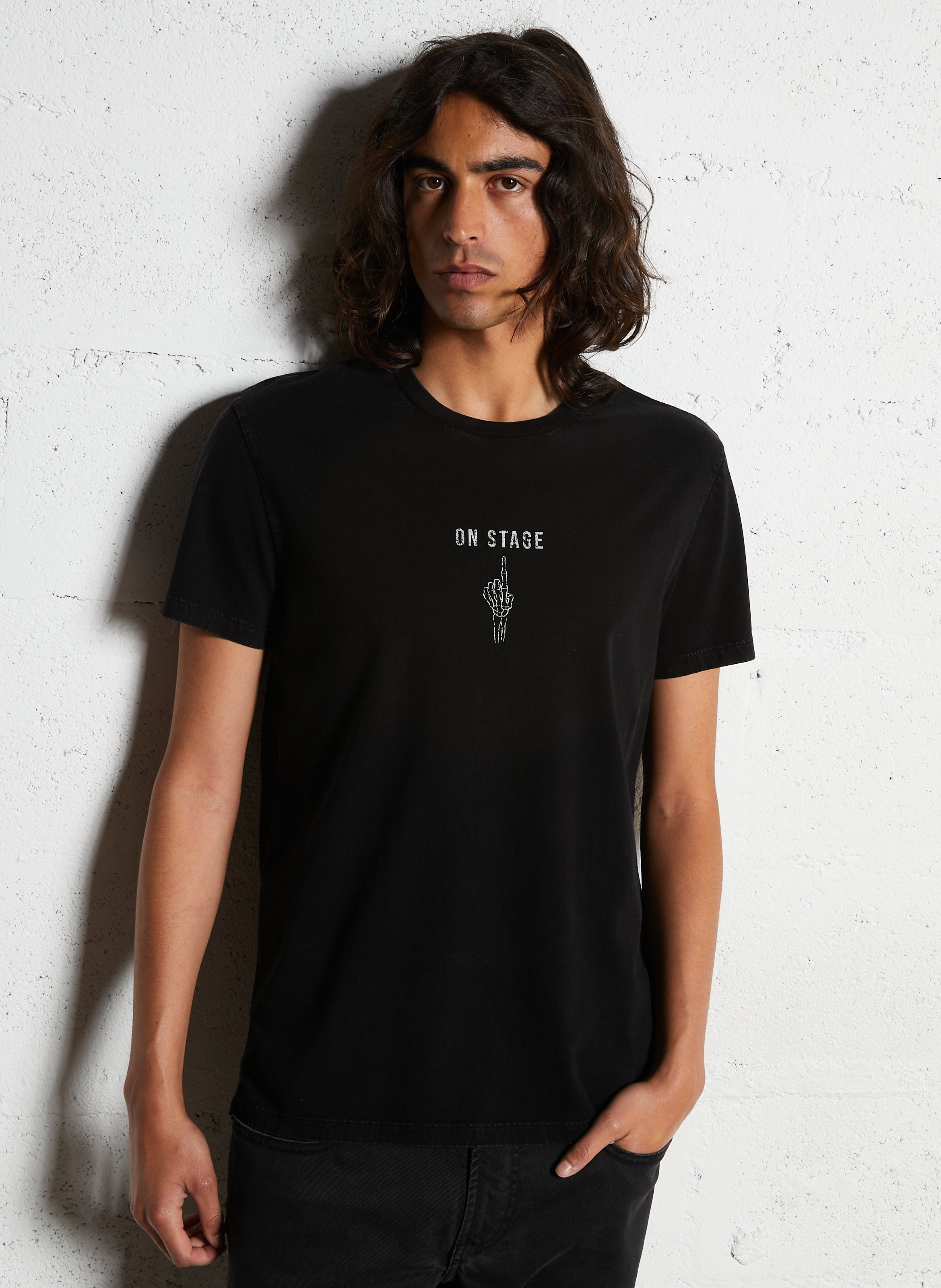 Gerader T-Shirt aus bedruckter Baumwolle IKKS Schwarz