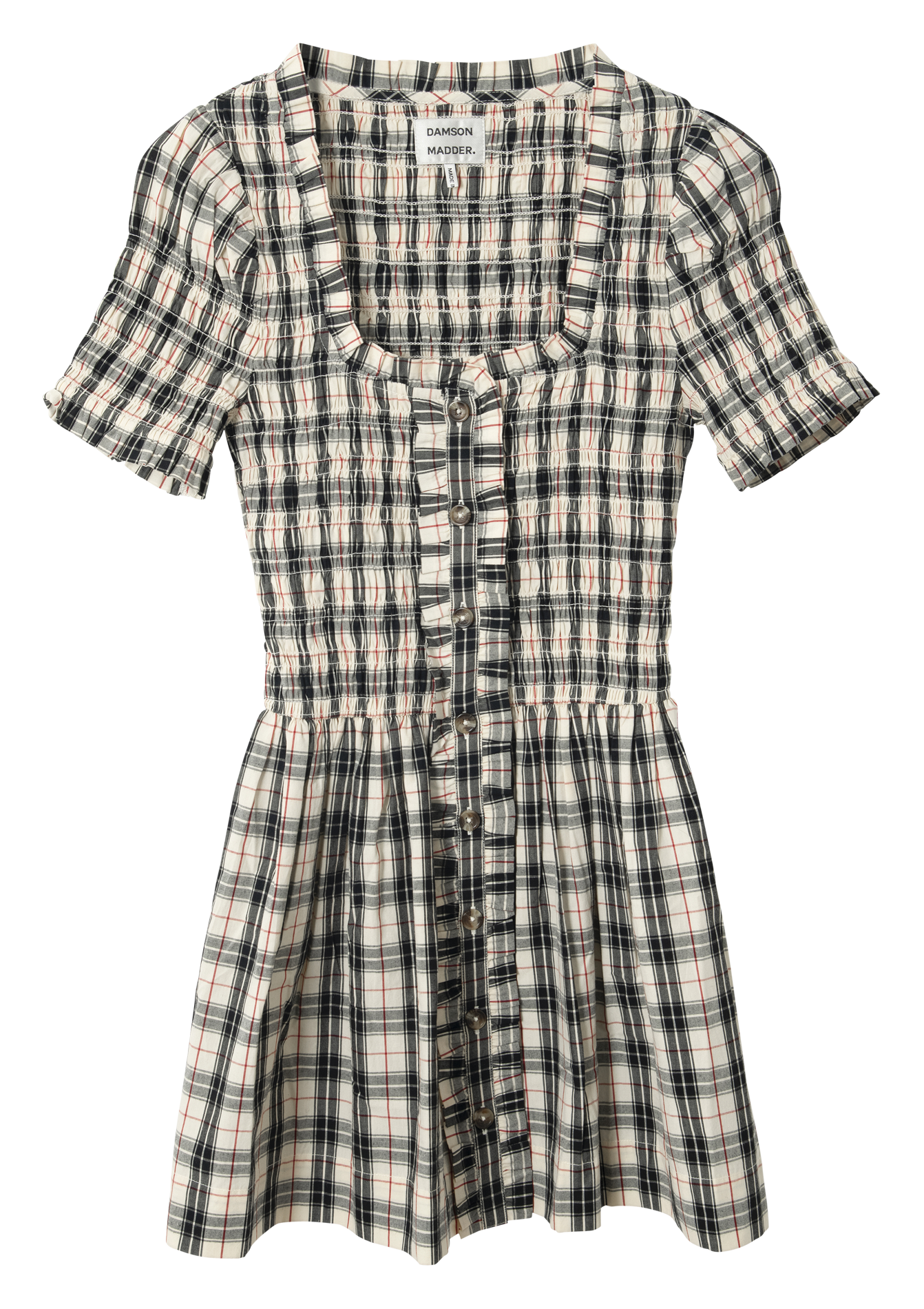 Fitted short dress with square neckline in organic cotton DAMSON MADDER Yellow