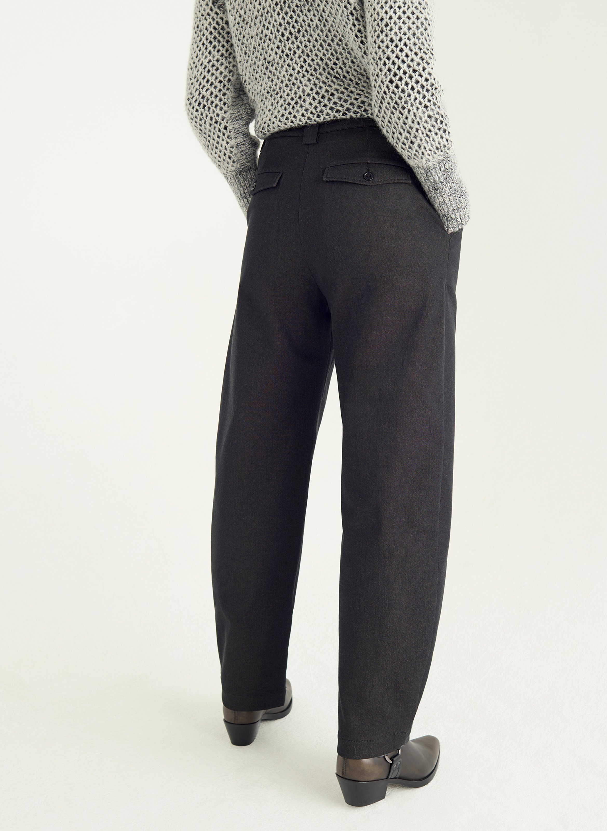 High-waisted plain carrot pants COTELAC Black