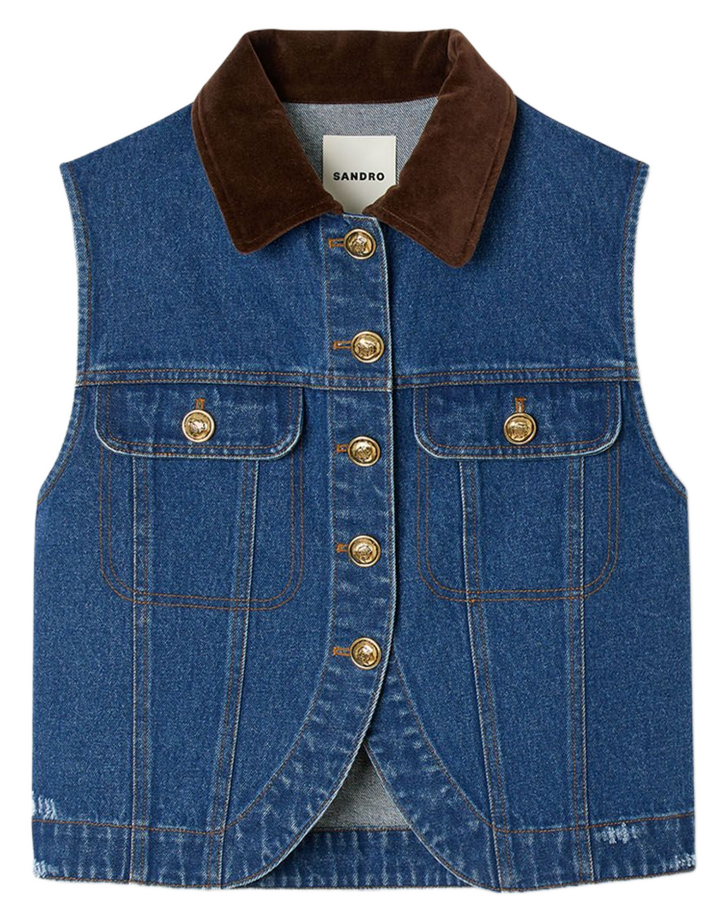 Jas met klassieke kraag van katoenen denim SANDRO Blauw