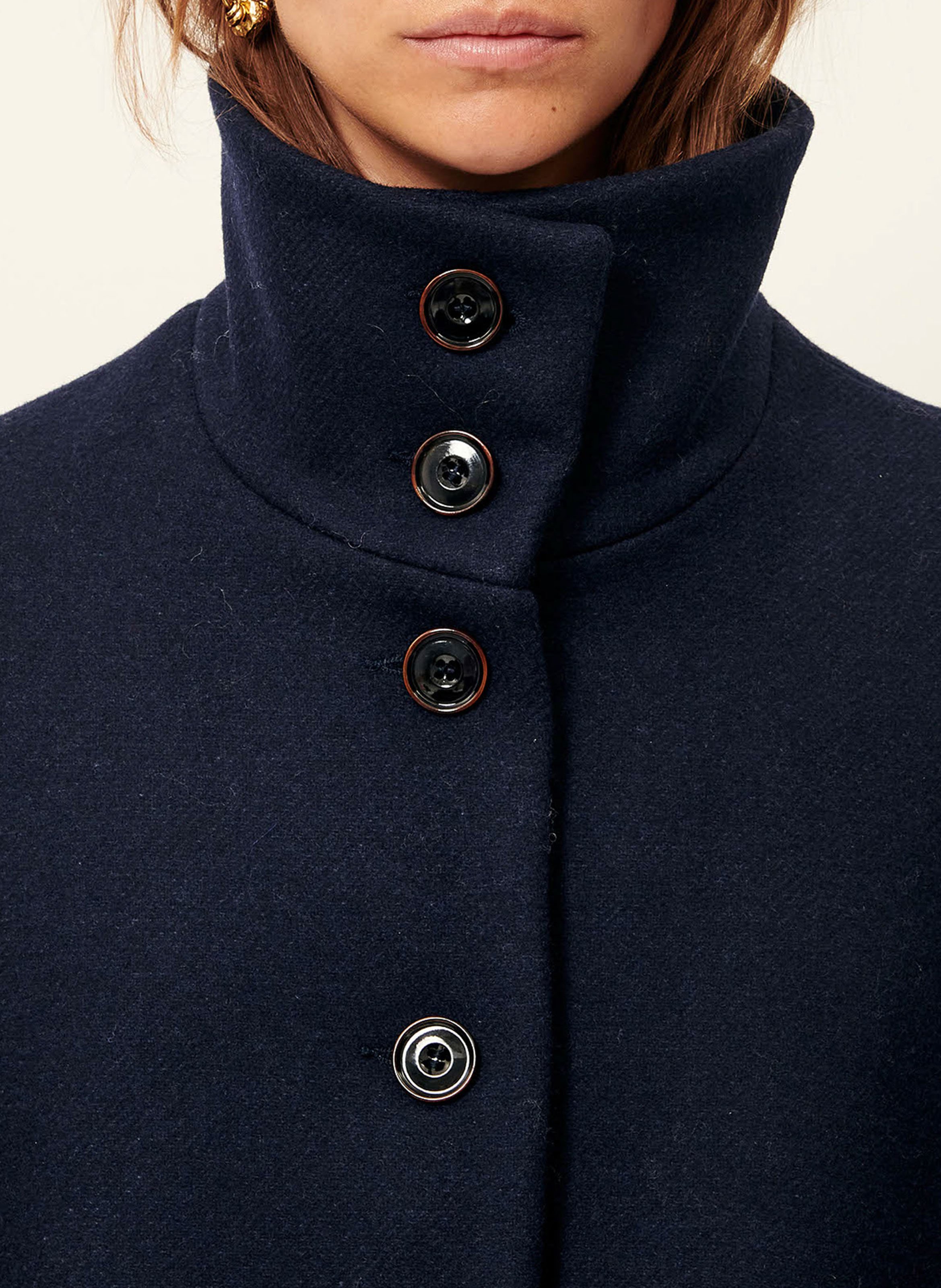 High-neck wool-blend coat SESSUN Blue