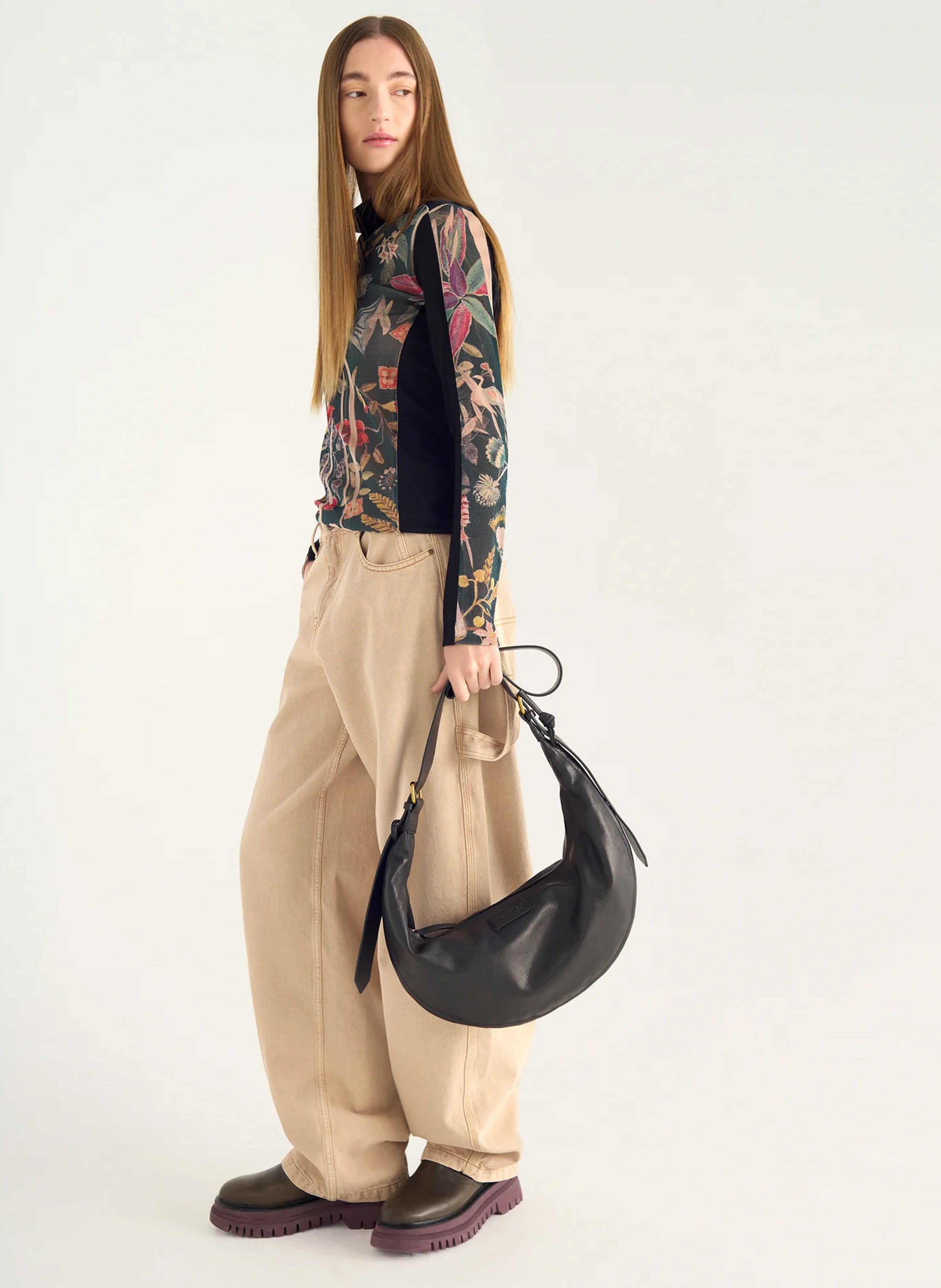 Jean balloon en coton ACOTE Marron