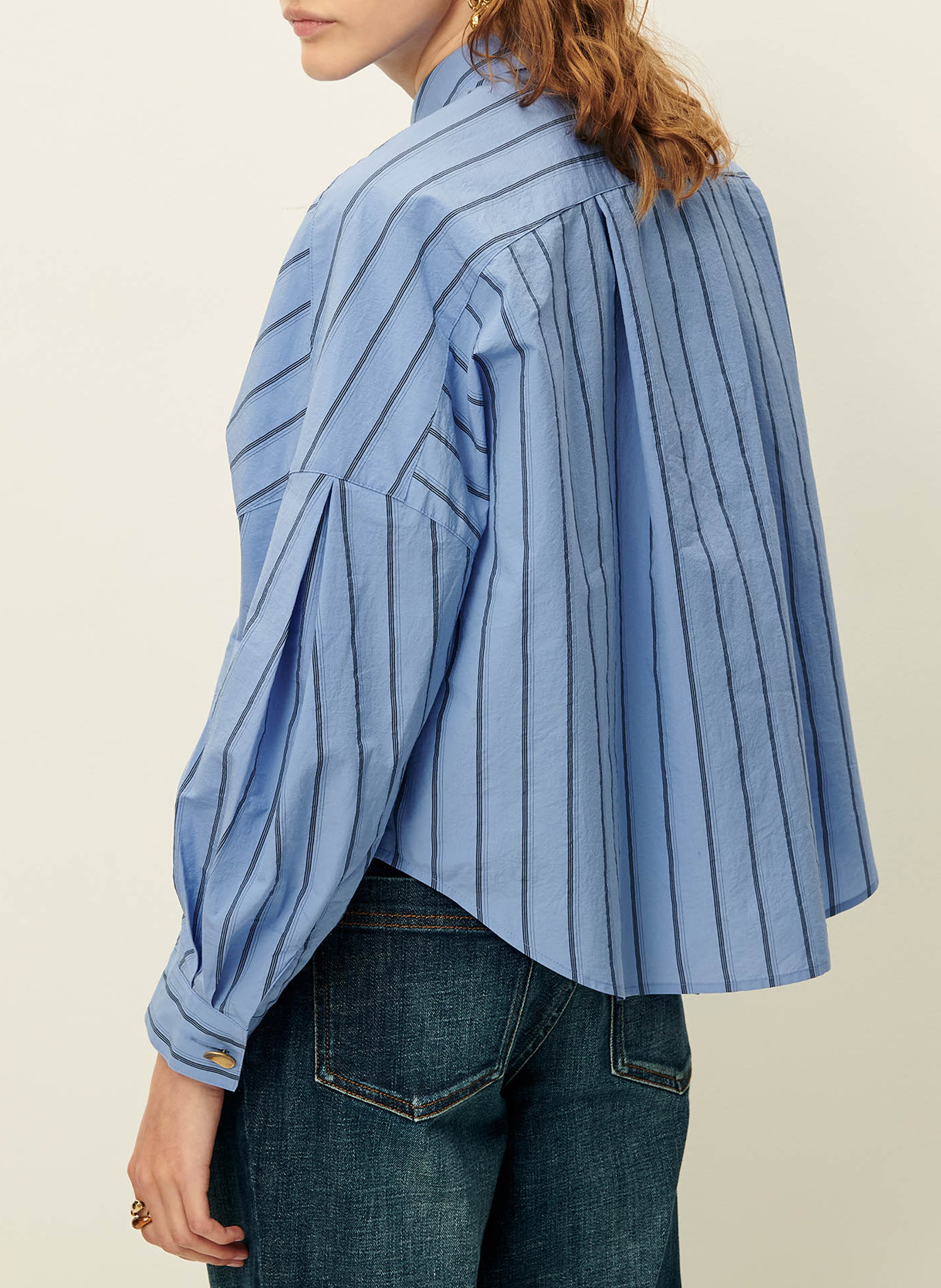 Chemise col classique en coton mélangé SESSUN Bleu