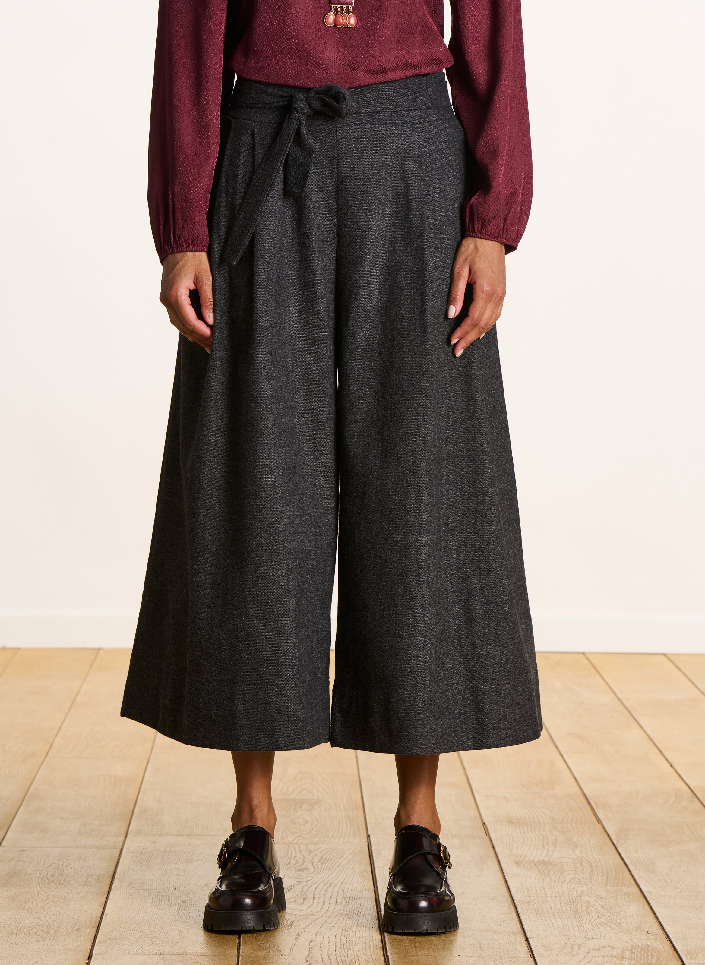 Pantalon 7/8ème en coton mélangé LA FEE MARABOUTEE Gris