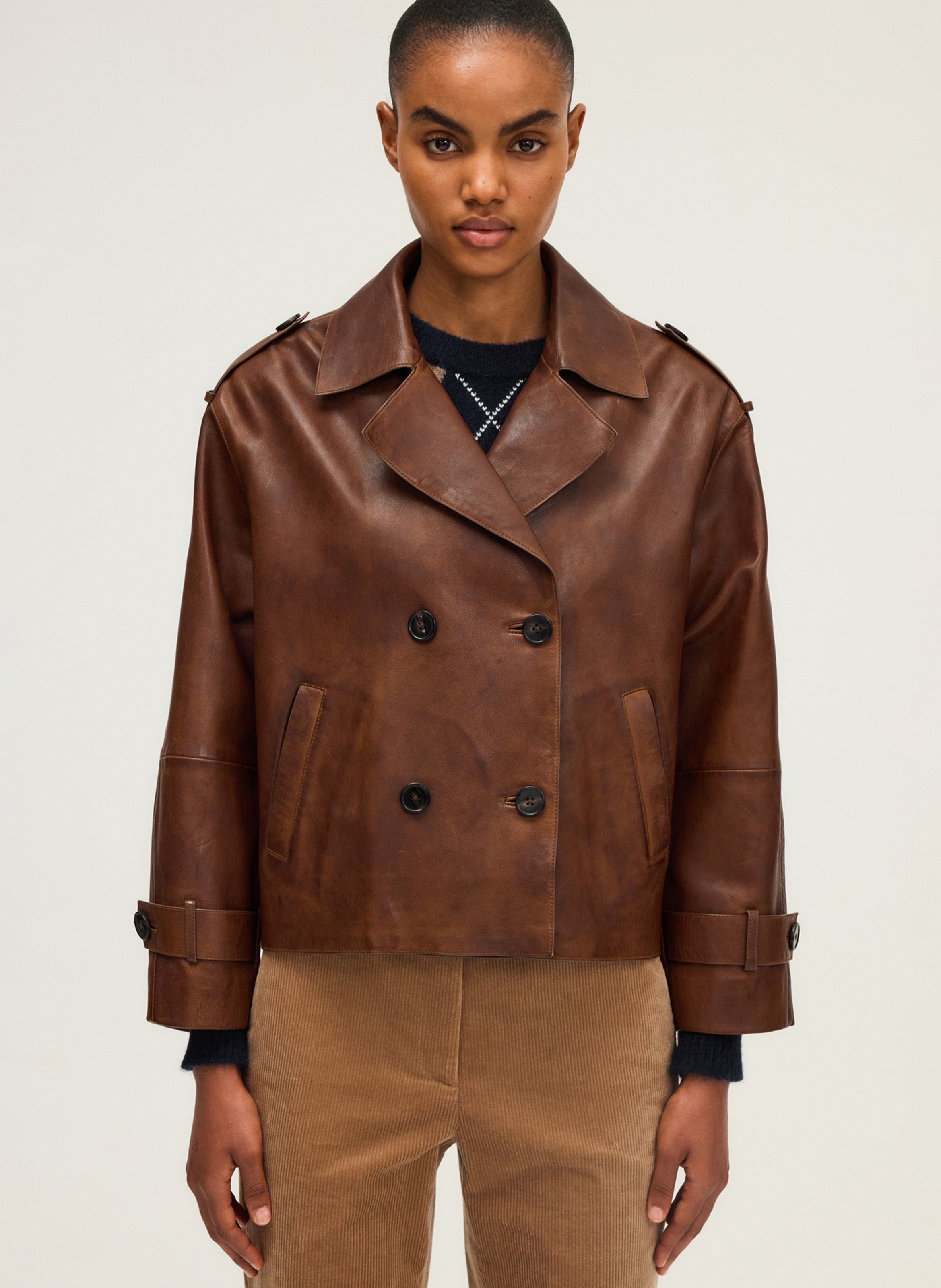 Leather trench coat PABLO Brown