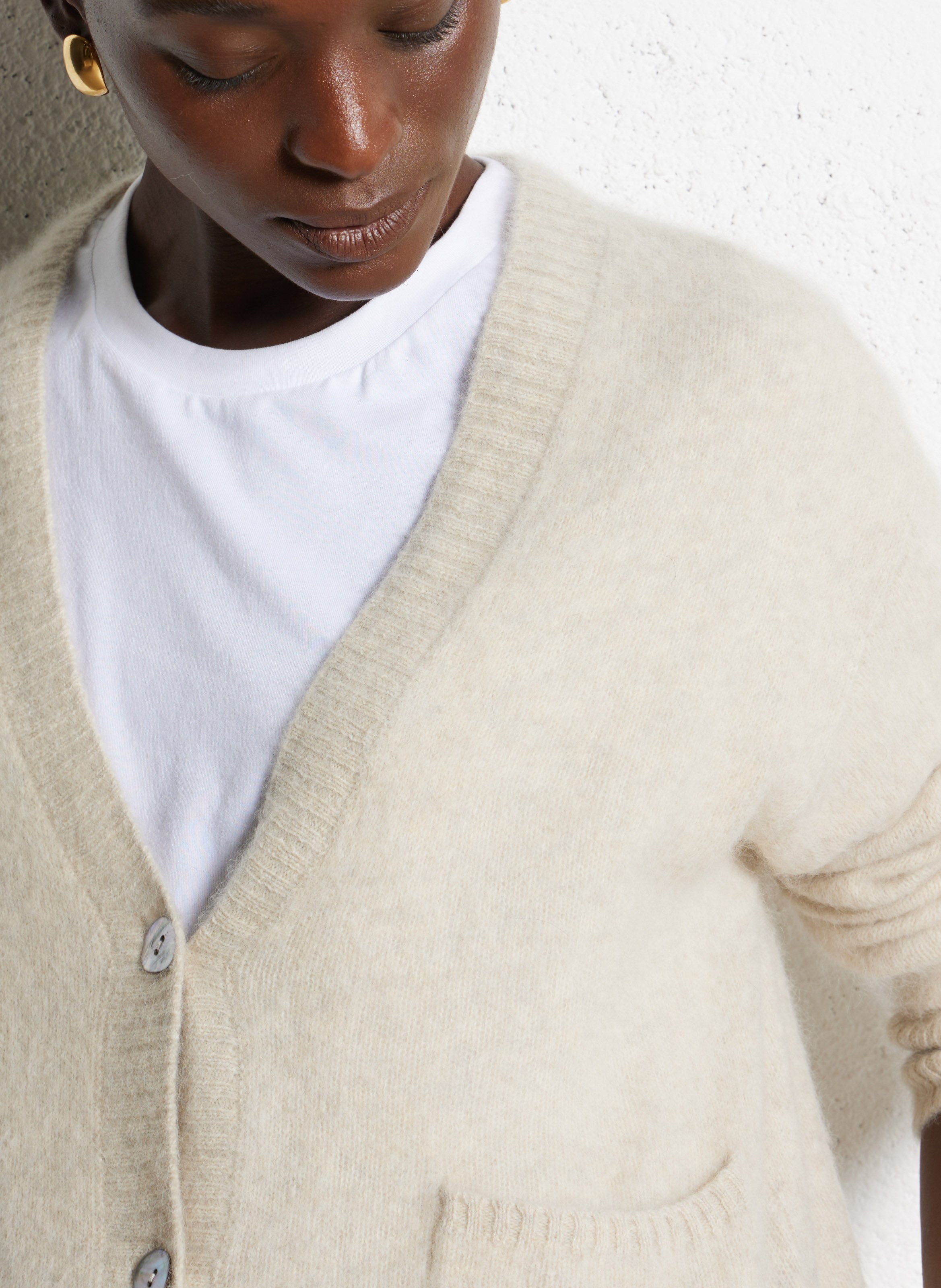 V-neck wool cardigan BELLA JONES Beige