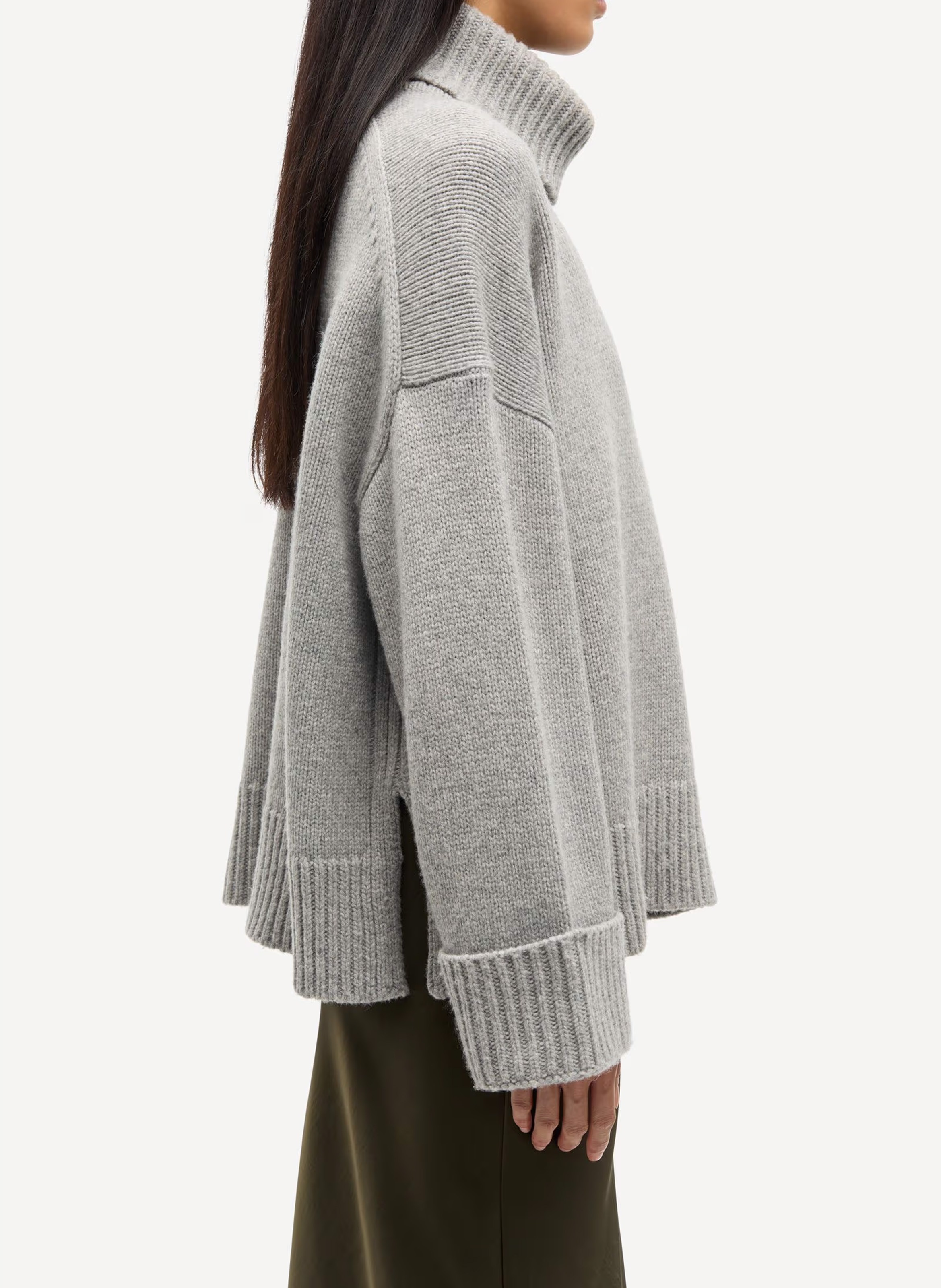 Weiter Rollkragenpullover aus Wollmix SAMSOE SAMSOE Silber