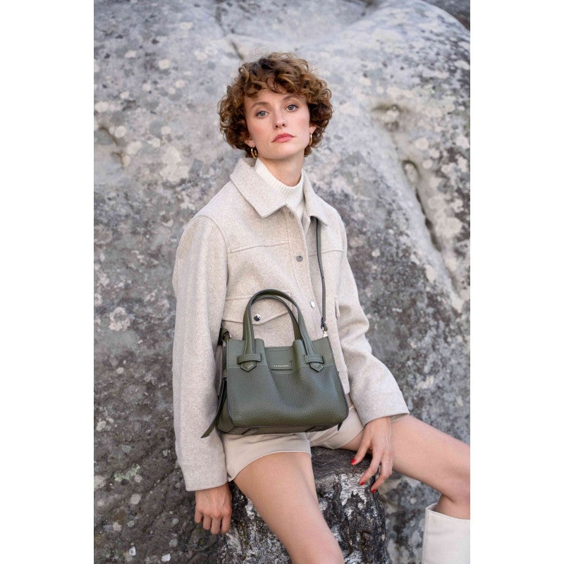 Handbag - cowhide leather POURCHET Khaki