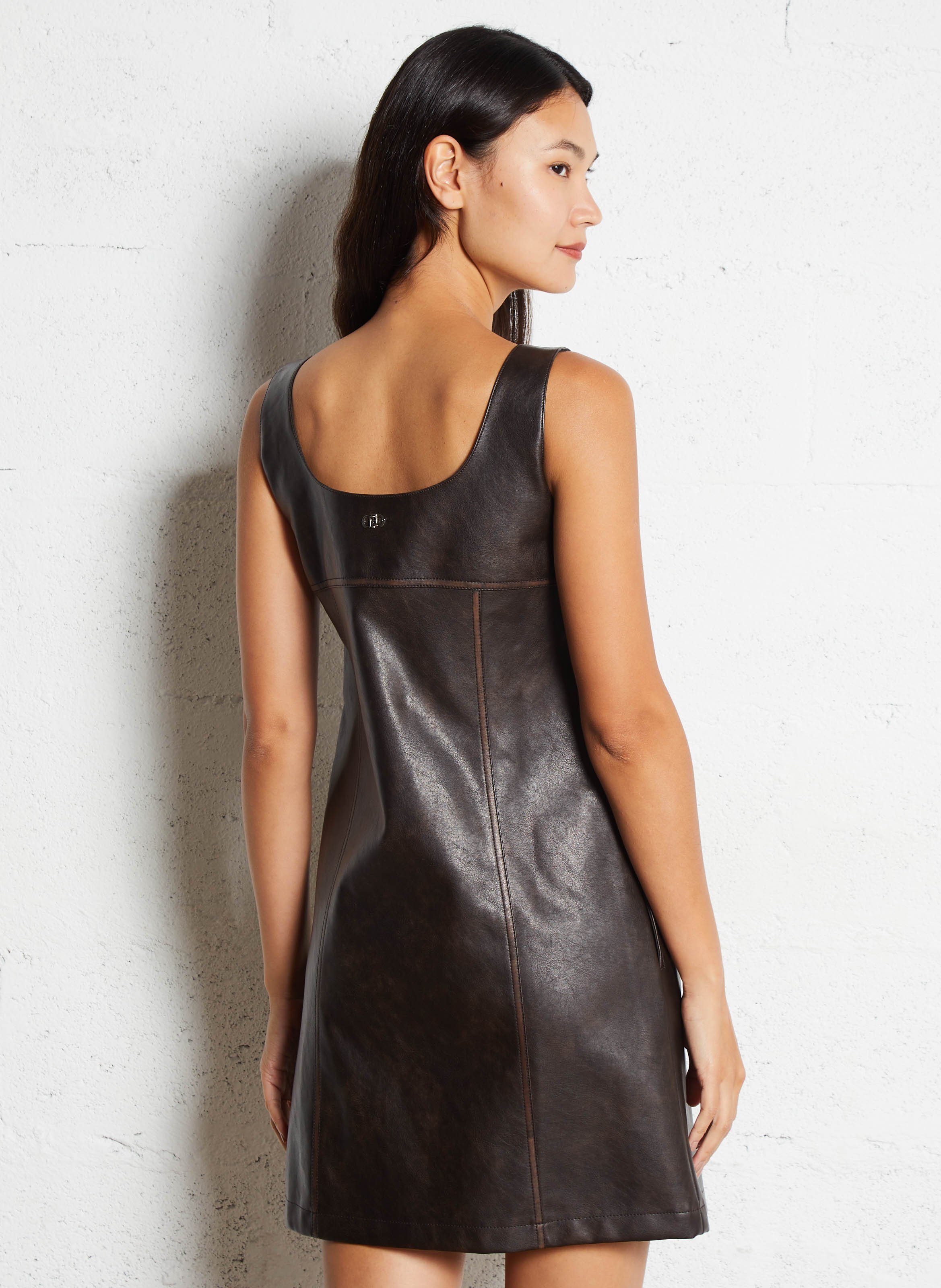 Kurzes Kleid mit Rundhalsausschnitt LIU JO Braun