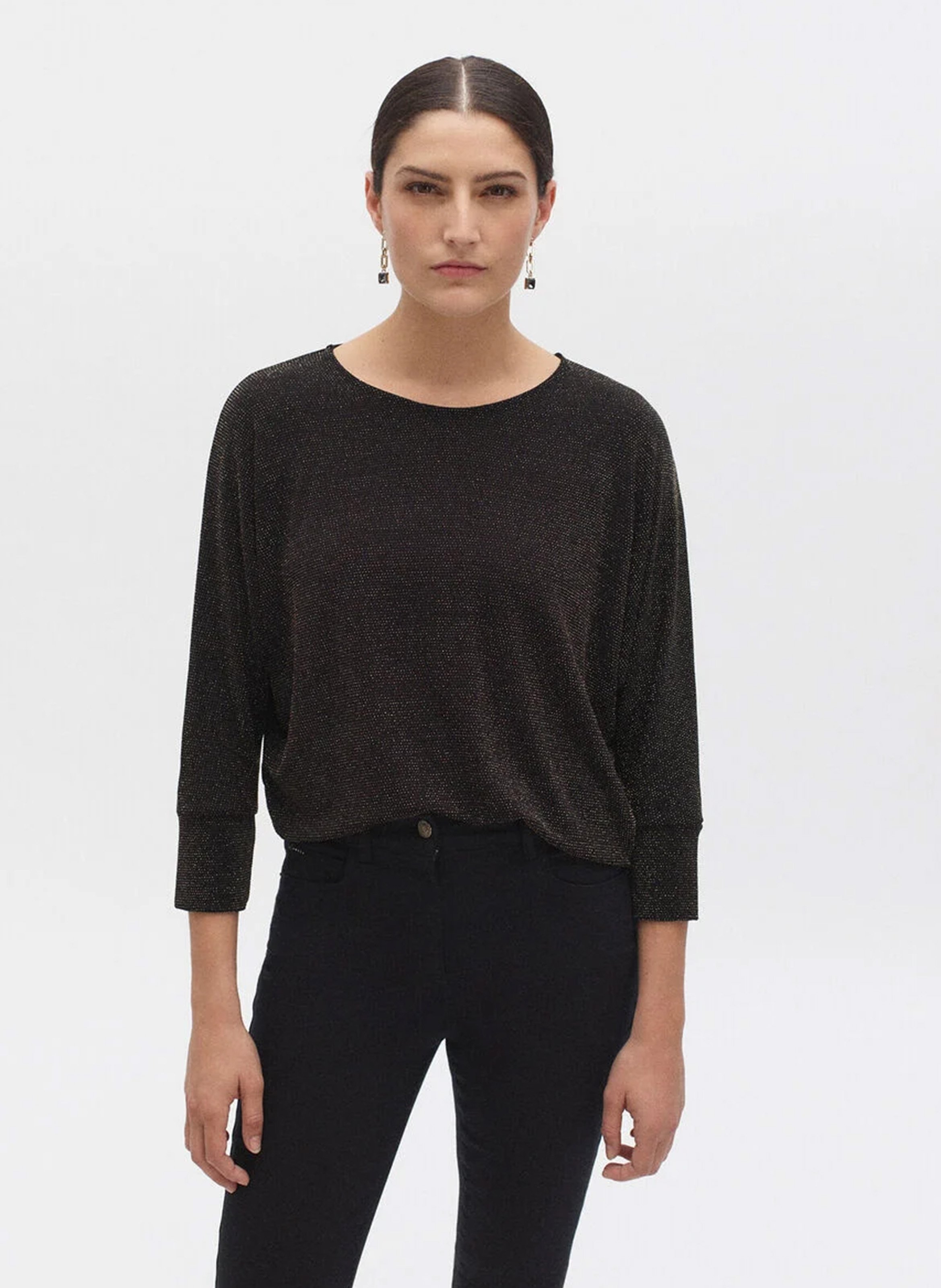 Loose-fit shiny round-neck top CAROLL Golden